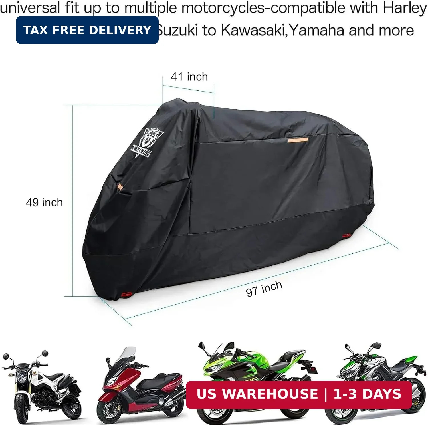 XYZCTEM Motorcycle Cover -Waterproof Outdoor Storage Bag,Made of Oxford Material