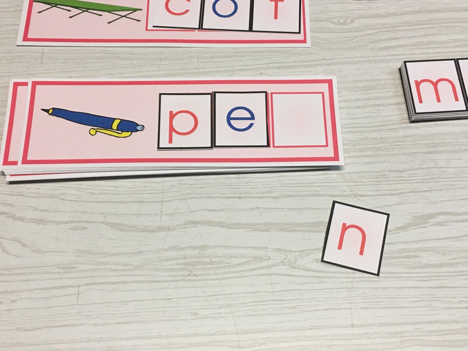 The Pink Series – Picture Strips with Movable Letters Montessori