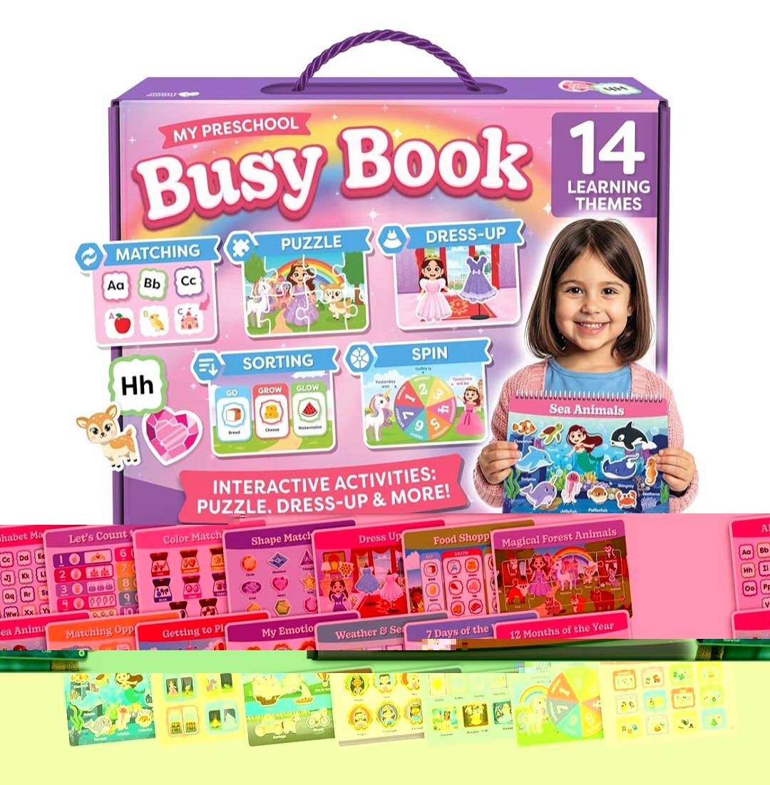 New Girls Momo Nashi Preschool Busy Book Unicorn Interactive Alphabet Ages 3-5