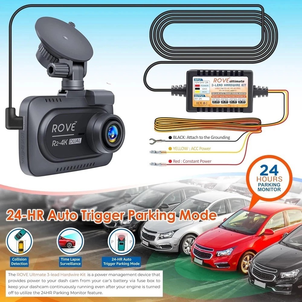 ROVE Ultimate Dash Cam Hardwire Kit with USB-C Port for R2-4K, R2-4K PRO, R2-4K