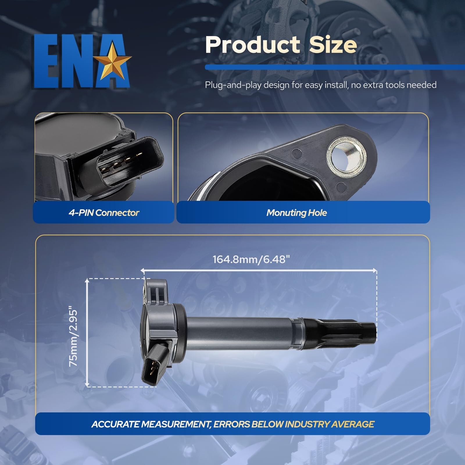 ENA Pack 6 Ignition Coil 3.5L V6 Compatible with Toyota Camry Sienna Avalon H…