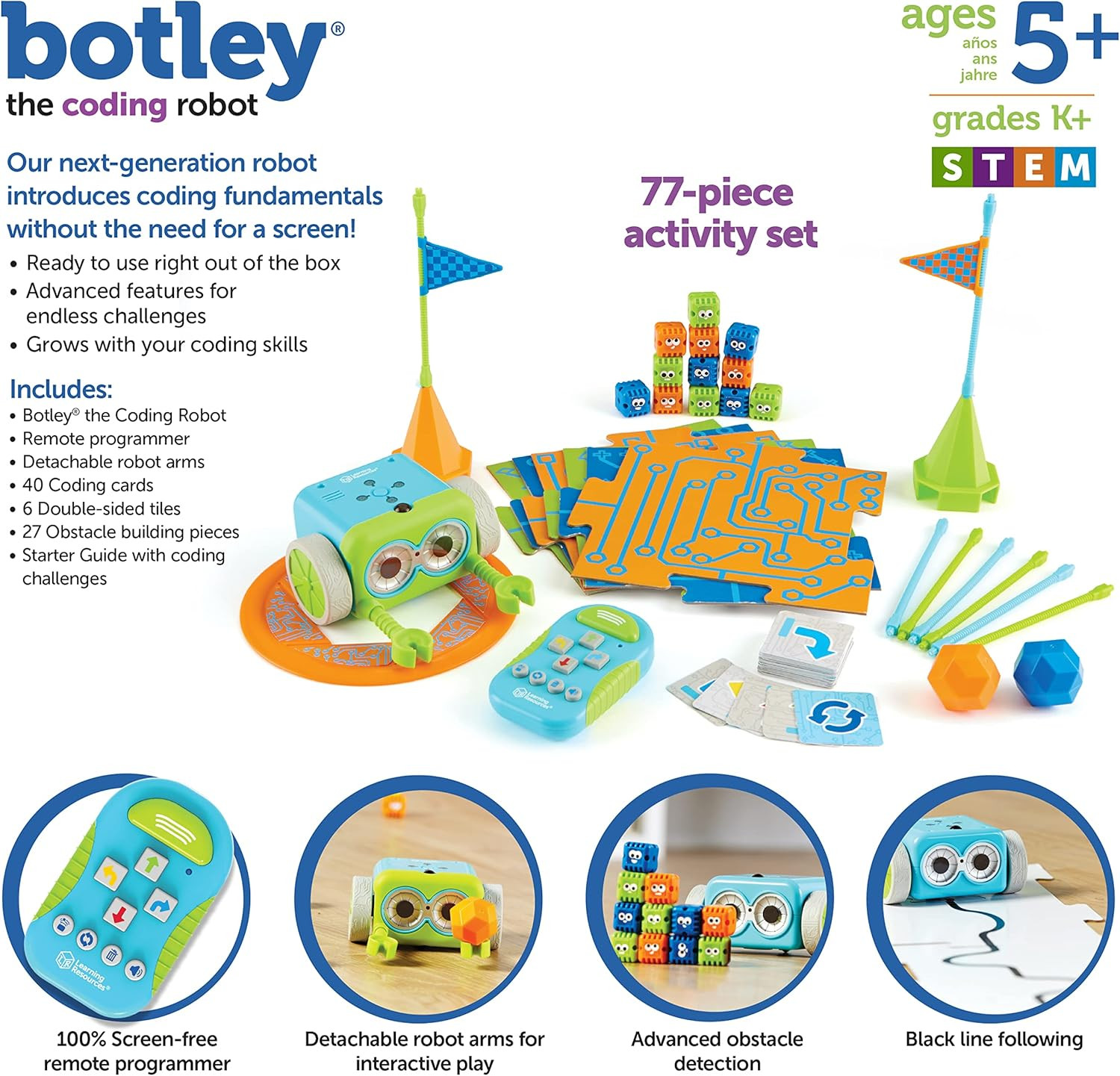 Botley the Coding Robot Activity Set – 77 Pieces, Ages 5+, Screen-Free Coding Ro