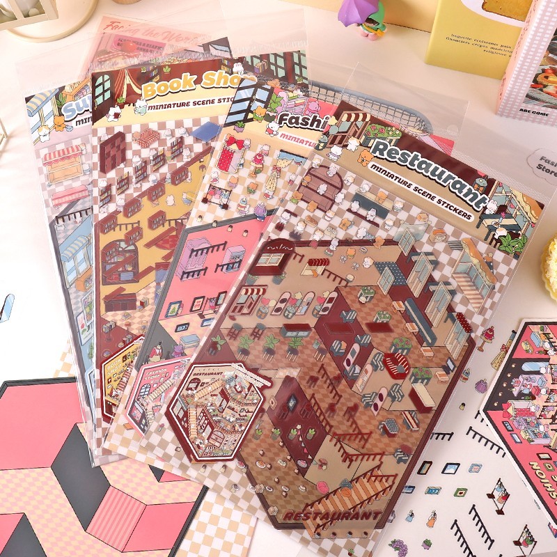 Miniature Scene Stickers Crafts Toy Kid’s Creation Stationery Decoration Gift