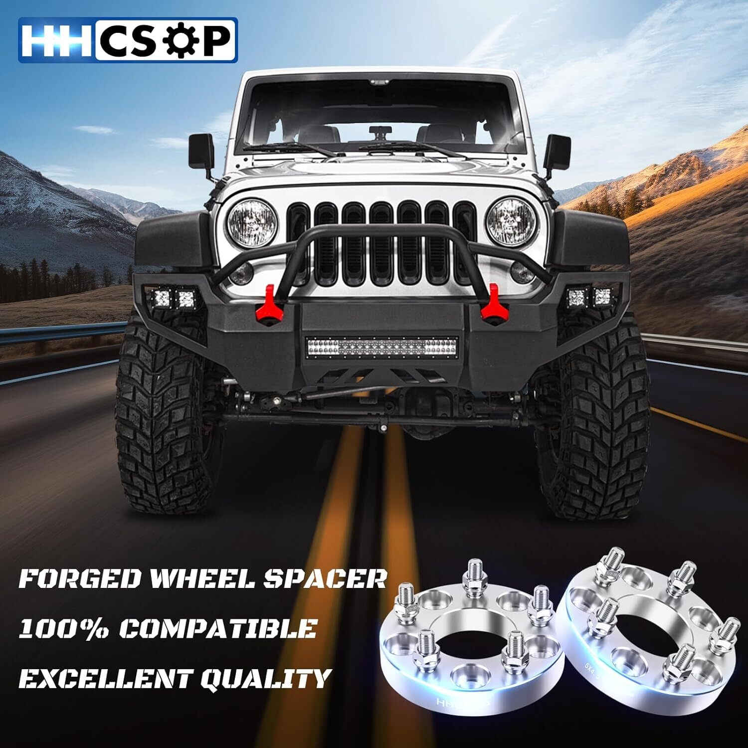 HHCSOP 5×4.5 1″ Wheel Spacers, 4PCS 5×114.3mm Wheel Adapters with 1/2″-20 Studs