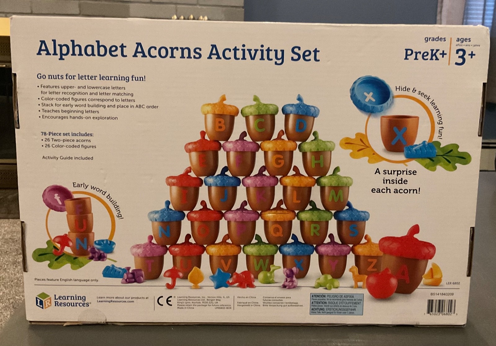 Learning Resources ALPHABET ACORNS ACTIVITY SET 78 Piece Set Ages 3+ NEW