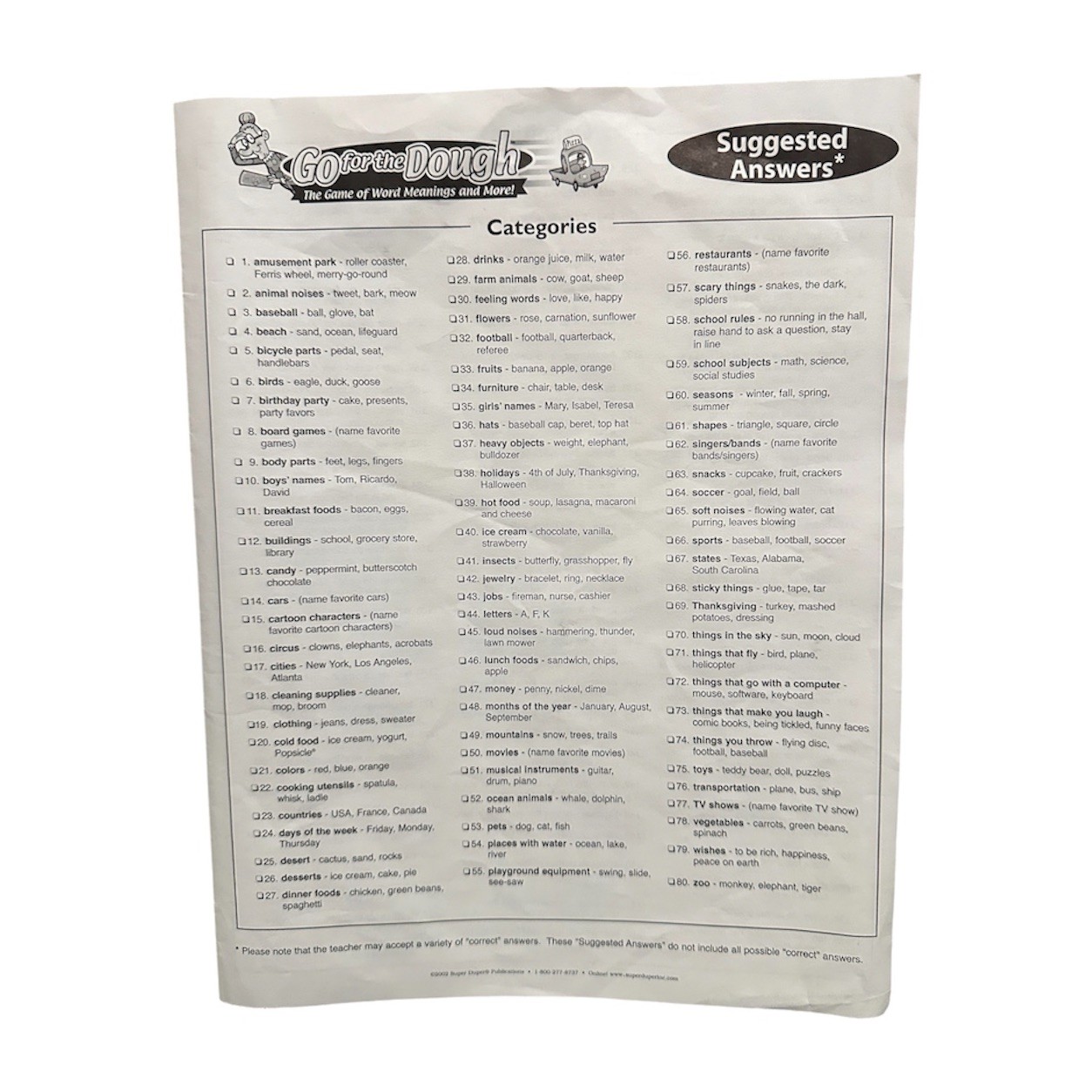 Go for the Dough Board Game Super Duper Missing 1 Pawn Homeschool Vocabulary