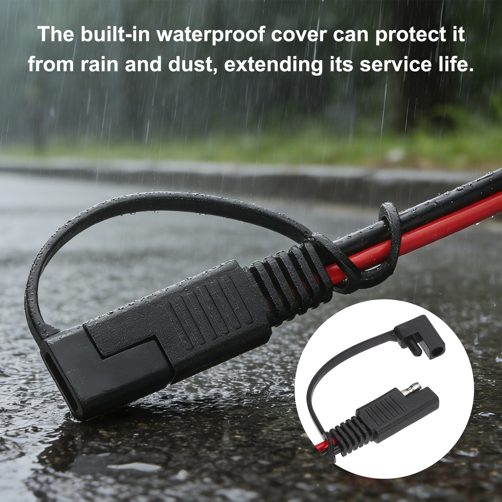 SAE to DC 5525 Female Adapter,6FT with Waterproof Cover for Solar Panel Portable