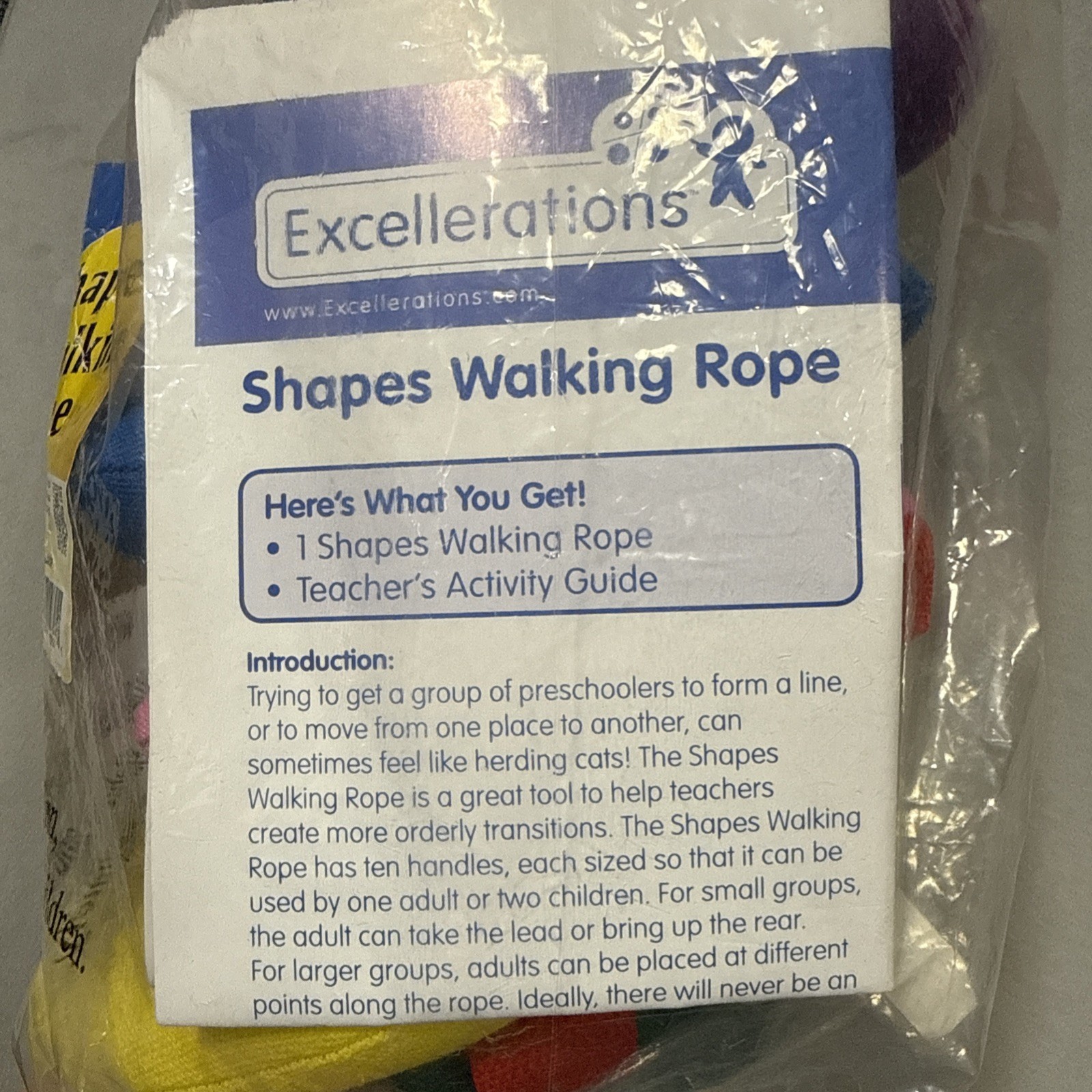 Excellerations Shapes Walking Rope and Teachers Guide Pre-School 14.5 ft New
