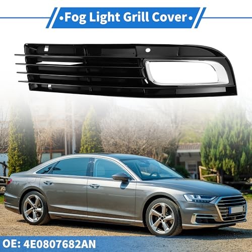 1pc Fog Light Grill for Audi A8 D3 2008-2010 Durable ABS Black Silver Tone