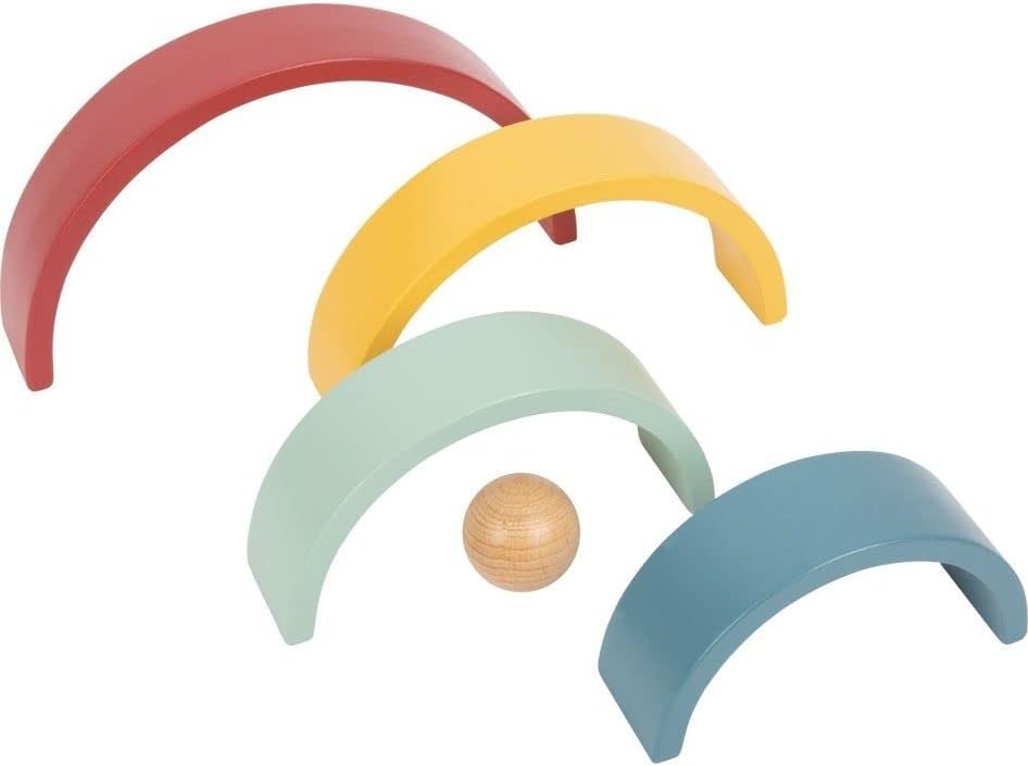 small foot Wooden Building Blocks Rainbow Safari, motor skills toy with 8 shapes