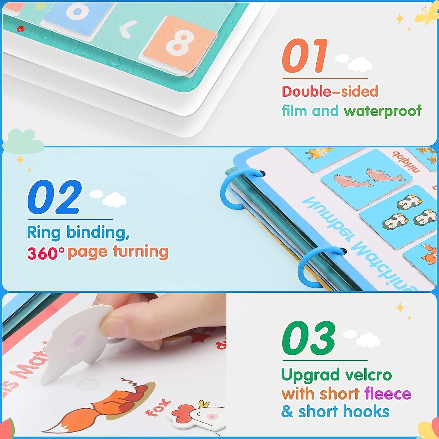 Busy Book for Kids, Preschool Workbook Activity Binder, 17 Themes with 3 Markers