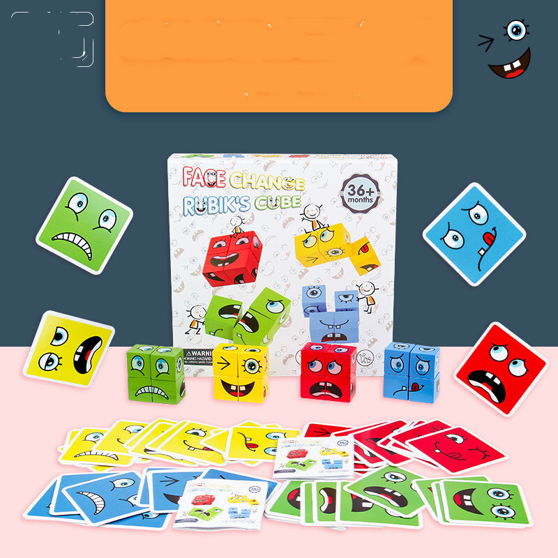 Early Education Puzzle Wooden Blocks Face-Changing Rubik’s Cube Board Game