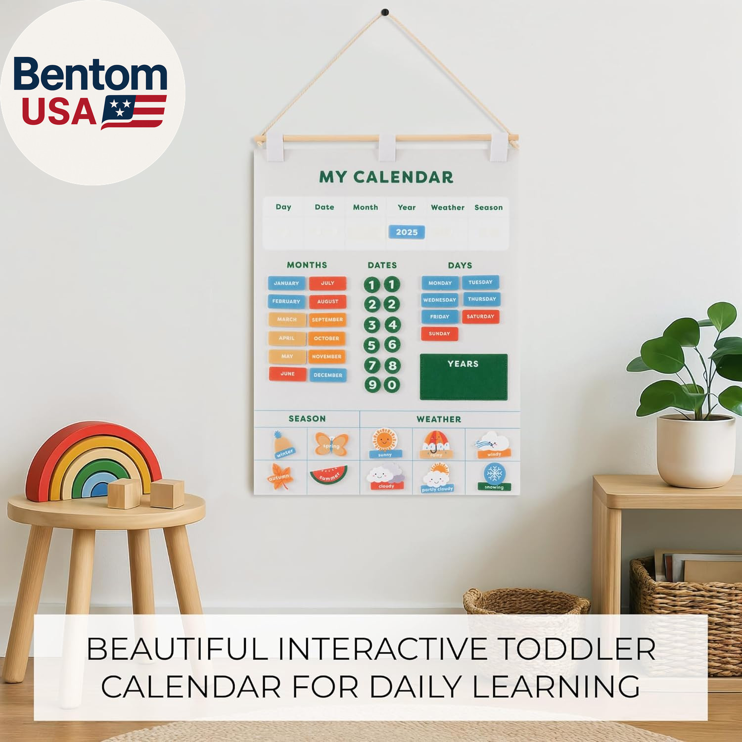 Beautiful Toddler and Kids Calendar – Perfect Homeschool Supplies with Months, D