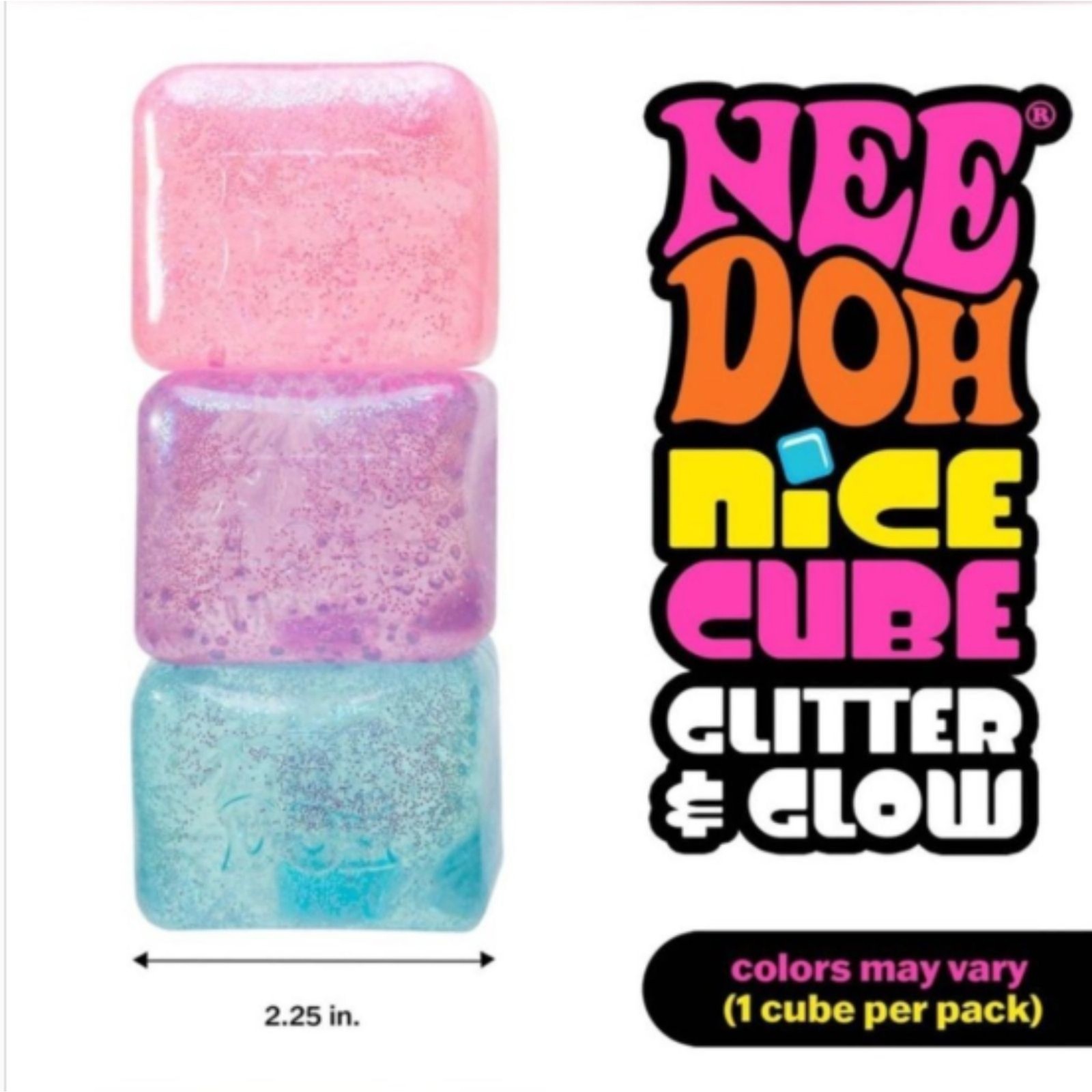 NeeDoh Nice Cube Glitter Glow in the Dark Super purple