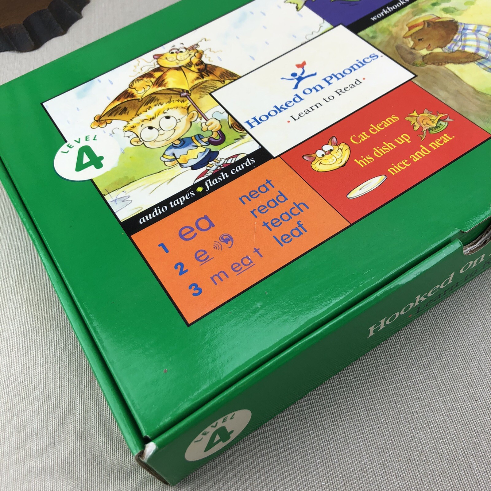 Level 4 Hooked on Phonics Complete Box Set Workbook Cassette Tape More GREEN