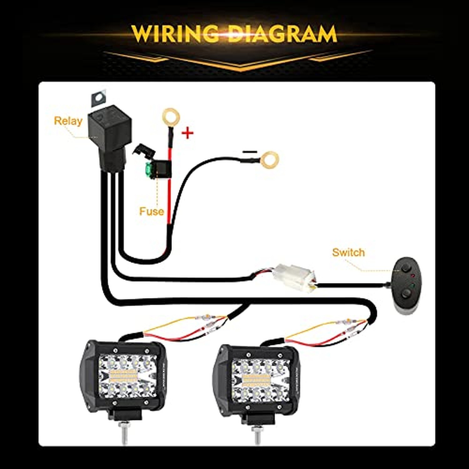 Auxbeam 4″ Round Offroad Light Pods, 6 Modes Amber White Fog Lights Strobe Li…