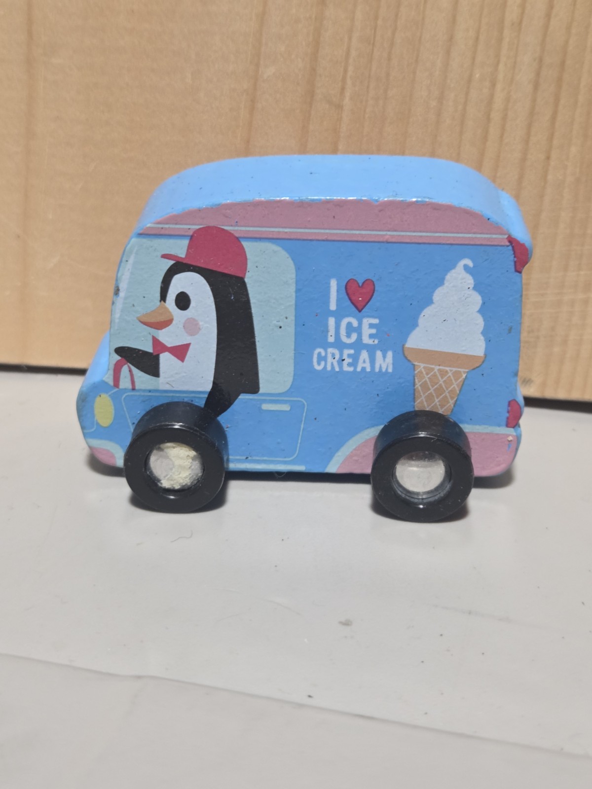 Target Bullseye’s Playground Valentine’s Day Wooden Penguin Blue Car Toy