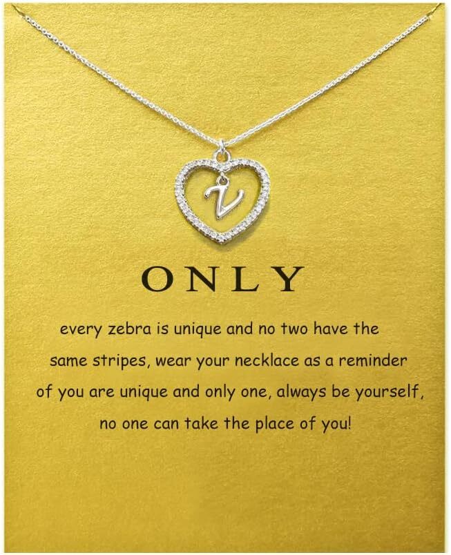 Heart Initial Necklace for Women Dainty Personalised Silver Necklaces Cute