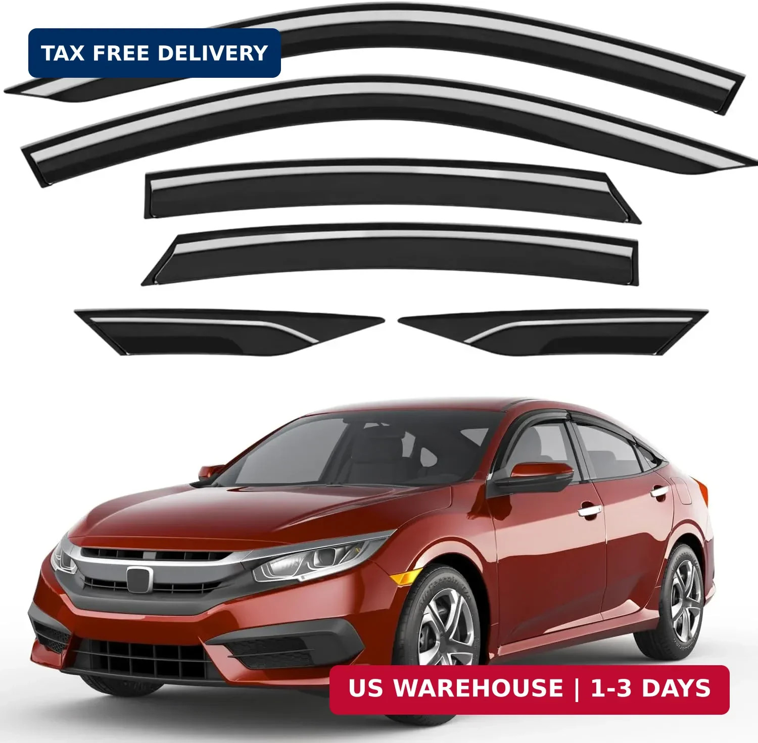 Window Rain Guards Fit for Honda Civic Sedan 2016-2021 | Premium Rain Protection