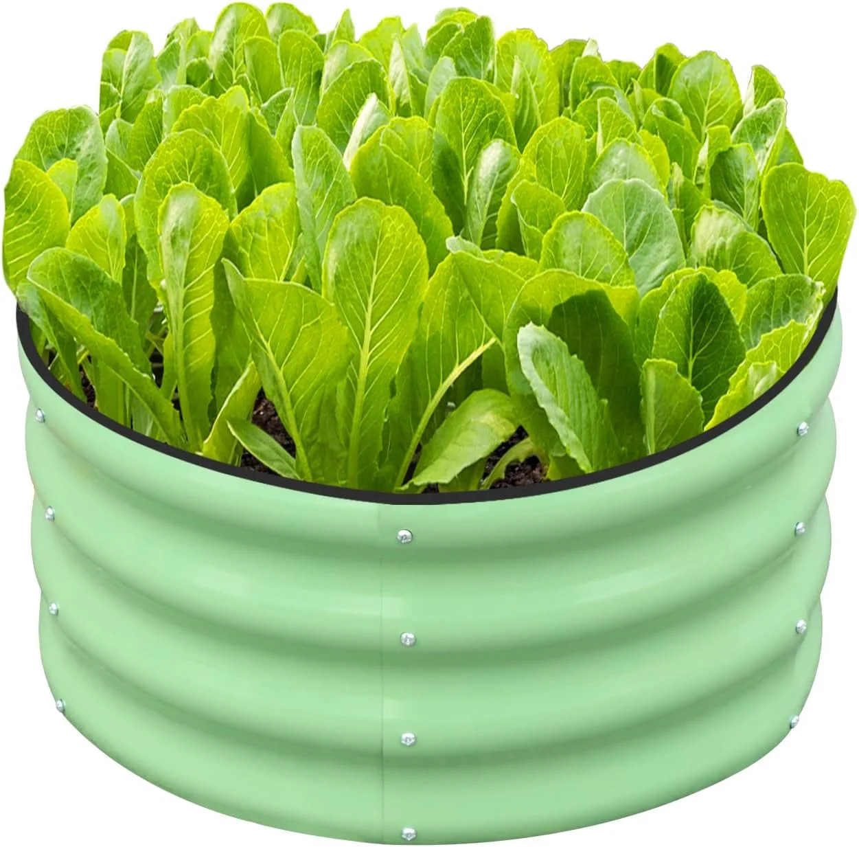 SnugNiture 2x2x1ft Round Galvanized Raised Garden Bed Kit Outdoor, Metal Planter