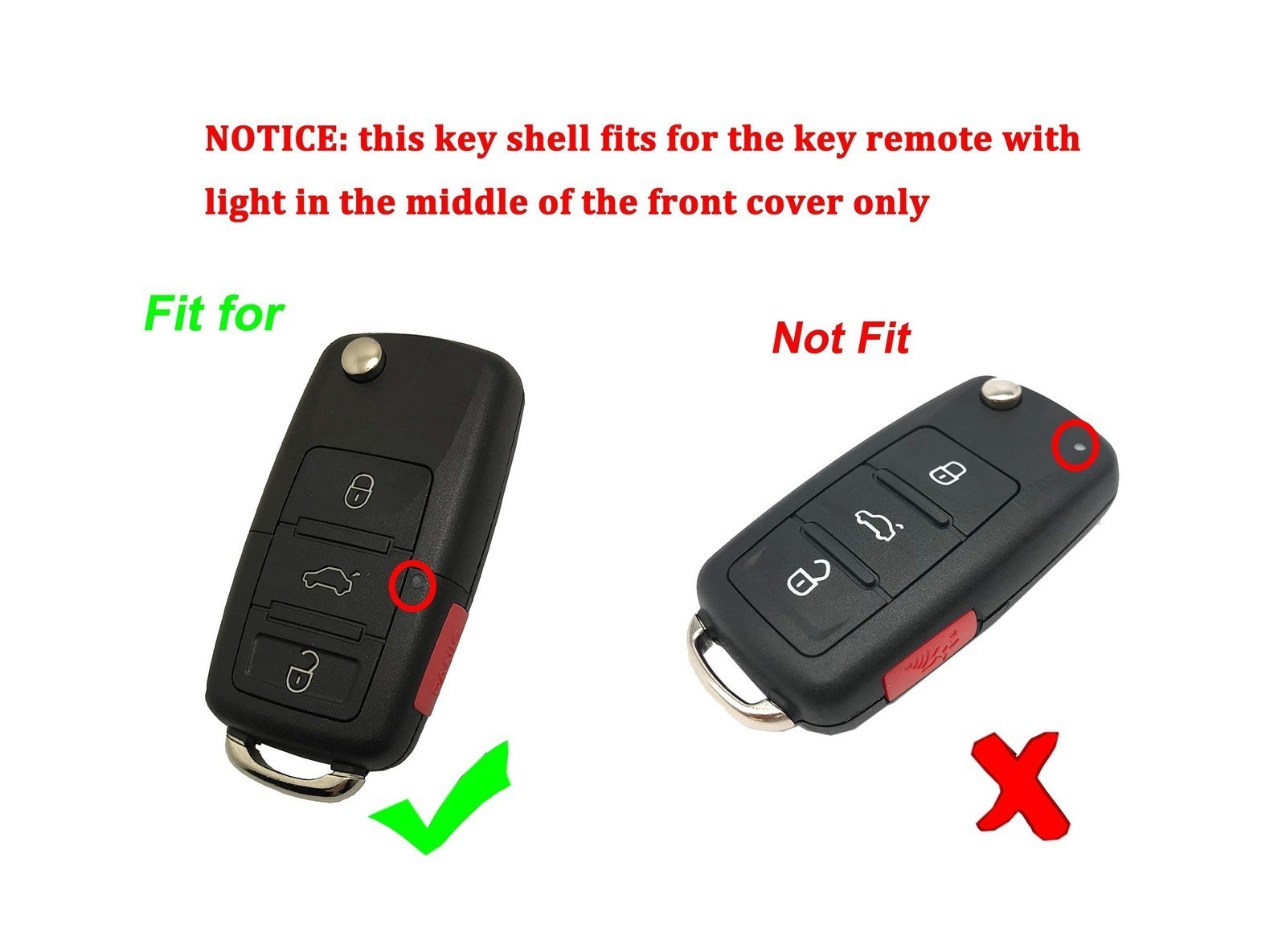 Key Fob Shell Case – 4 Button – Fit For VW Jetta/Passat/Golf – Black