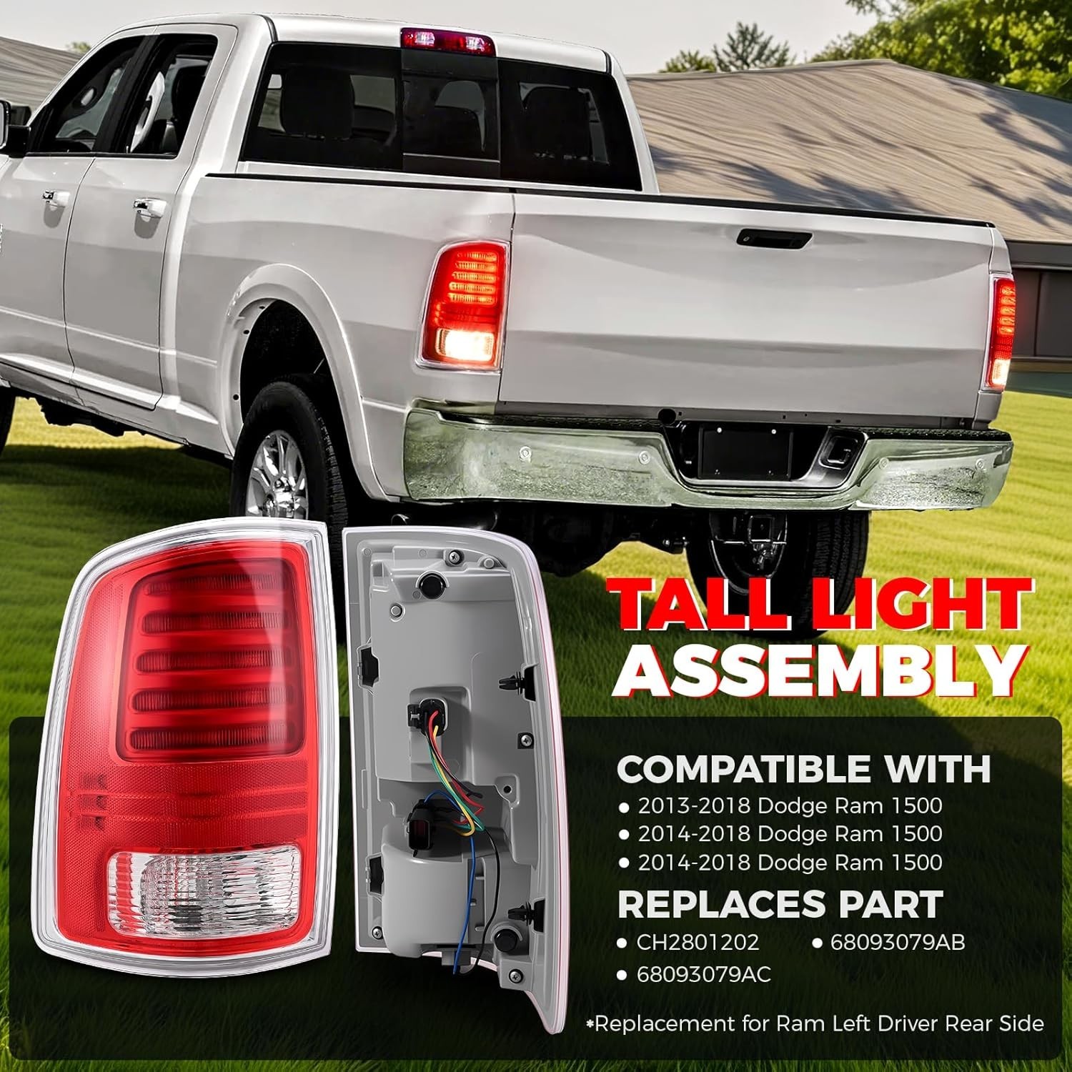 Ram LED Tail Light Assembly Compatible with 2013 2014 2015 2016 2017 2018 Dodg..