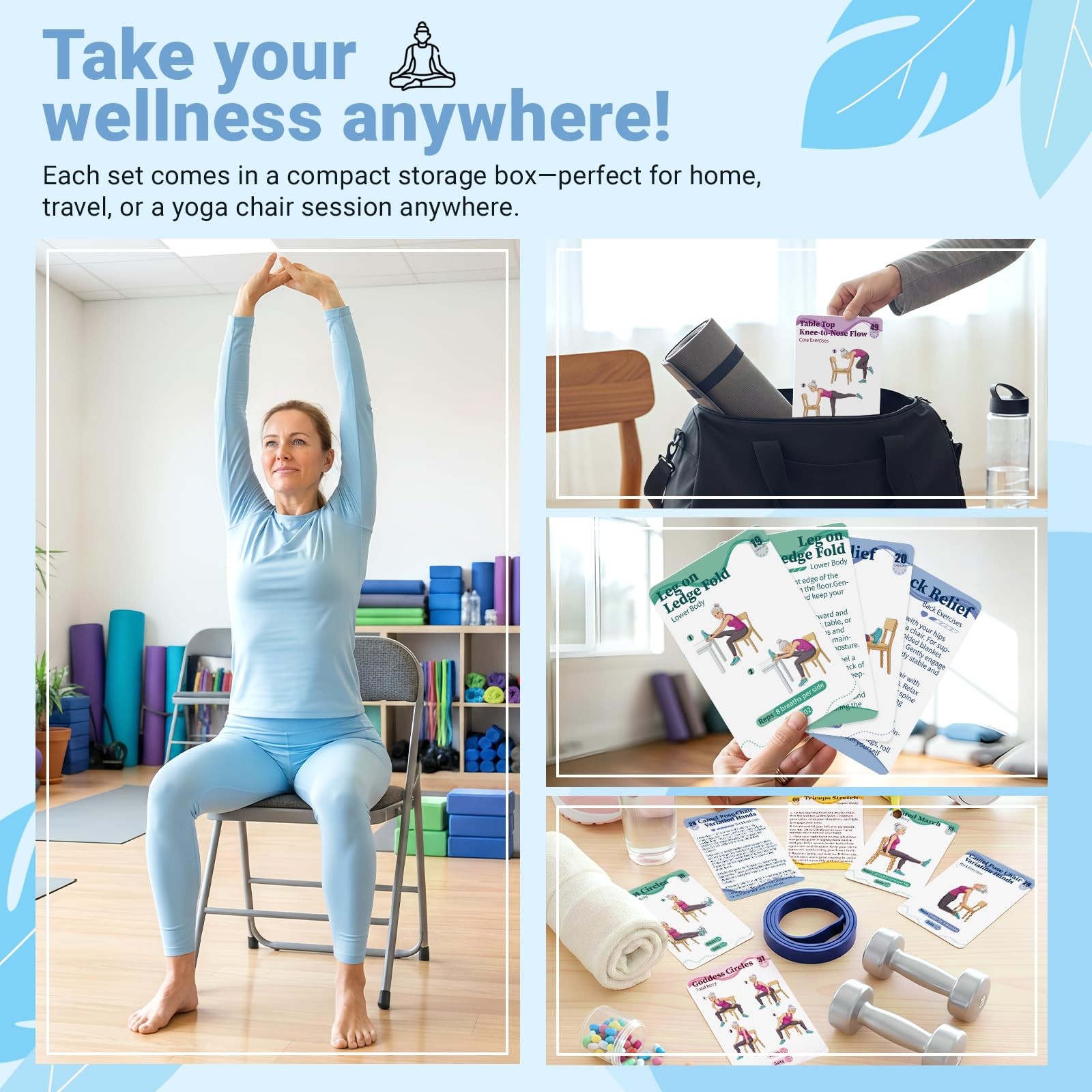 Gentle Chair Yoga Program for Seniors Includes 50 Large Print Exercise Cards …