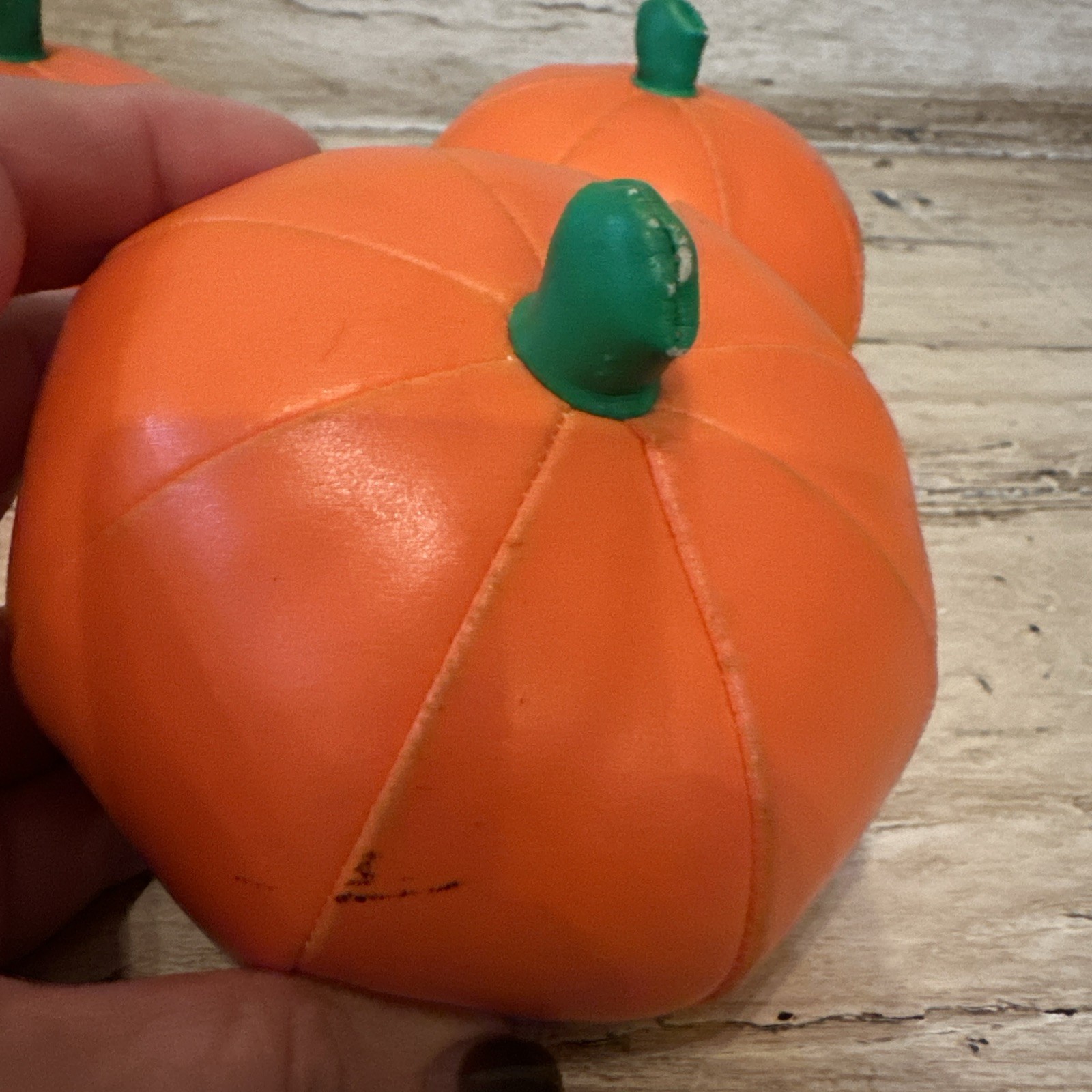Lakeshore Learning Vintage Vinyl Puffy Stuffed Orange Pumpkins Lot Of 6