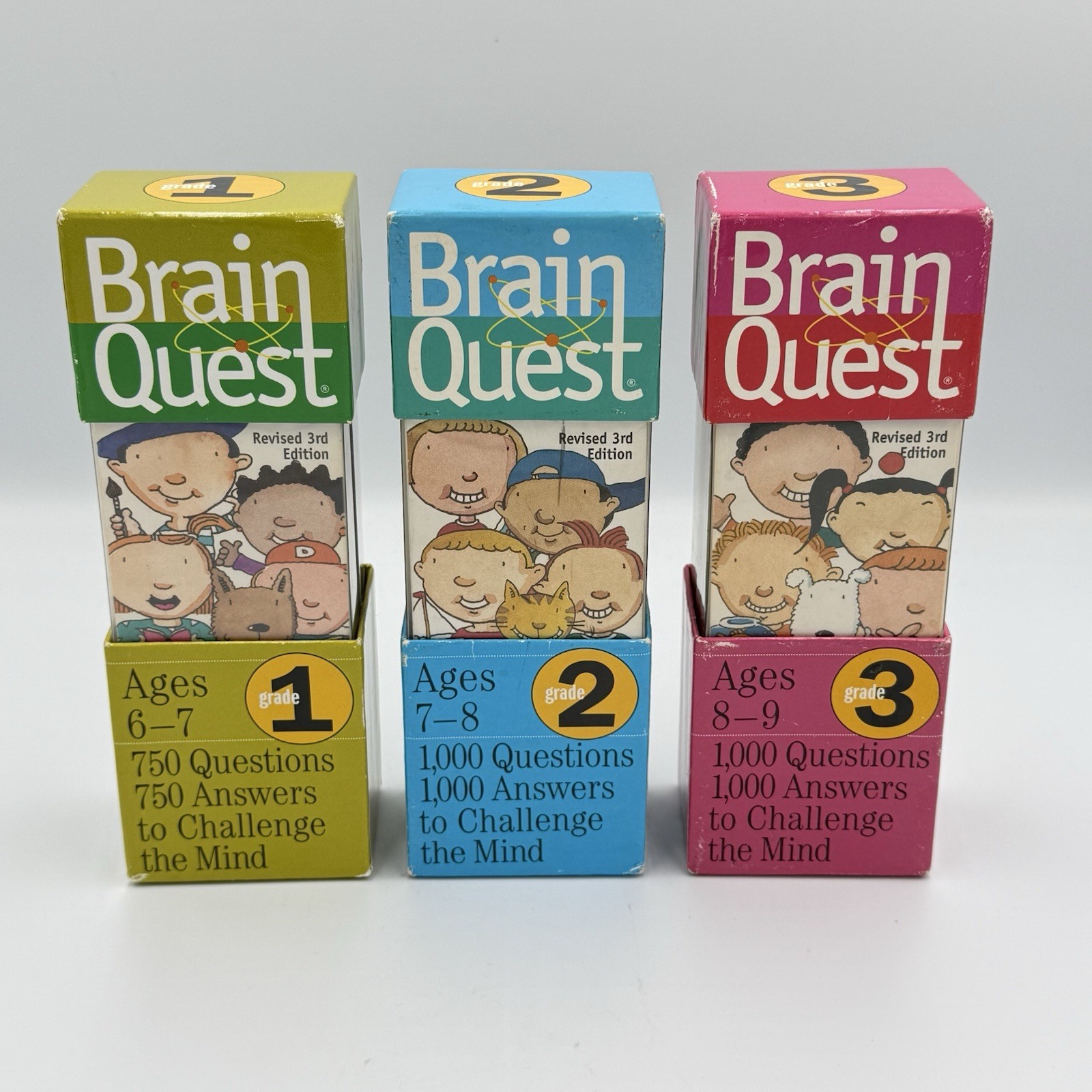 Vintage Brain Quest Bundle Set of 3 – Grades 1, 2, & 3 – Revised 3rd Edition
