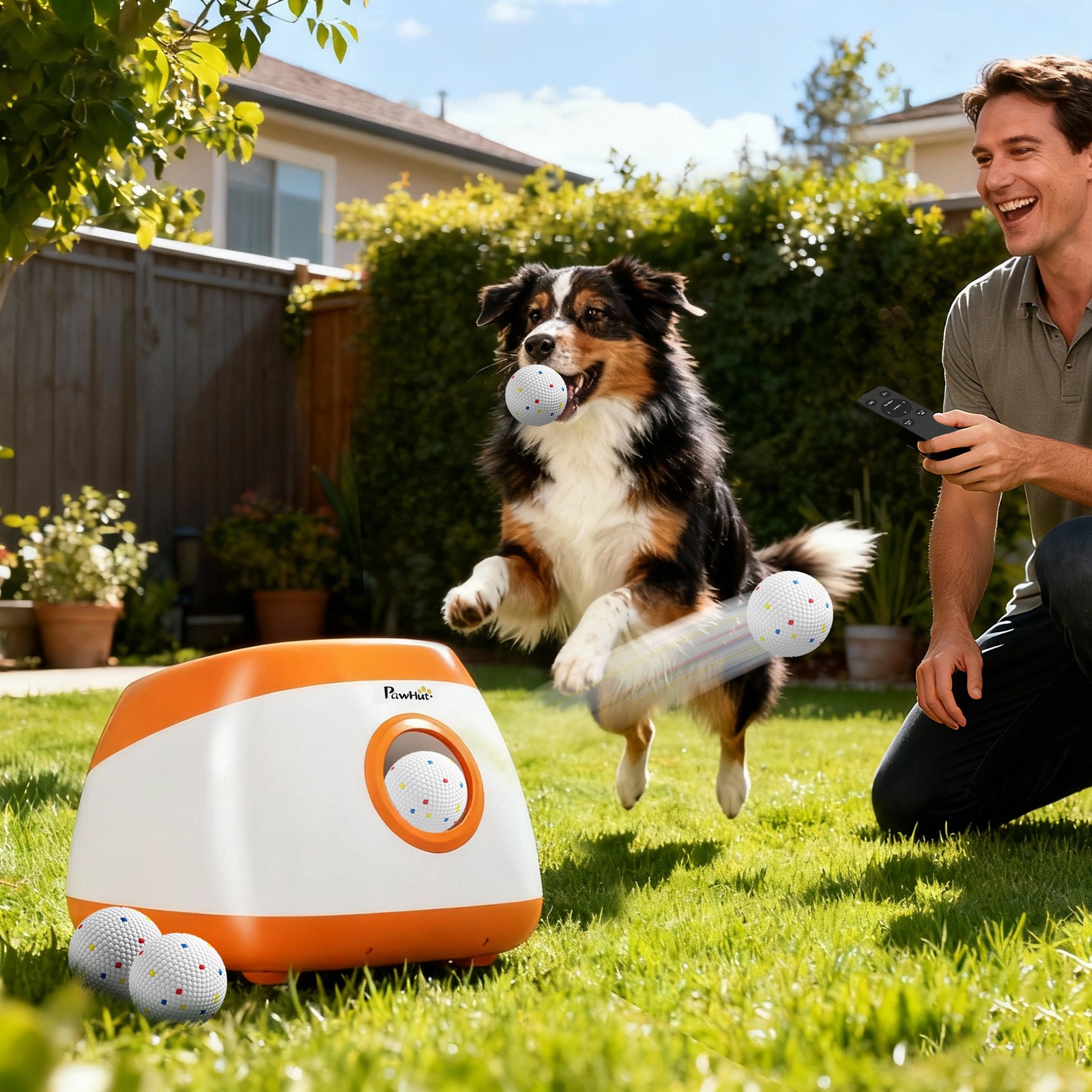 Automatic Dog Ball Launcher with 26-79 FT Distance, Automatic Ball Launcher for