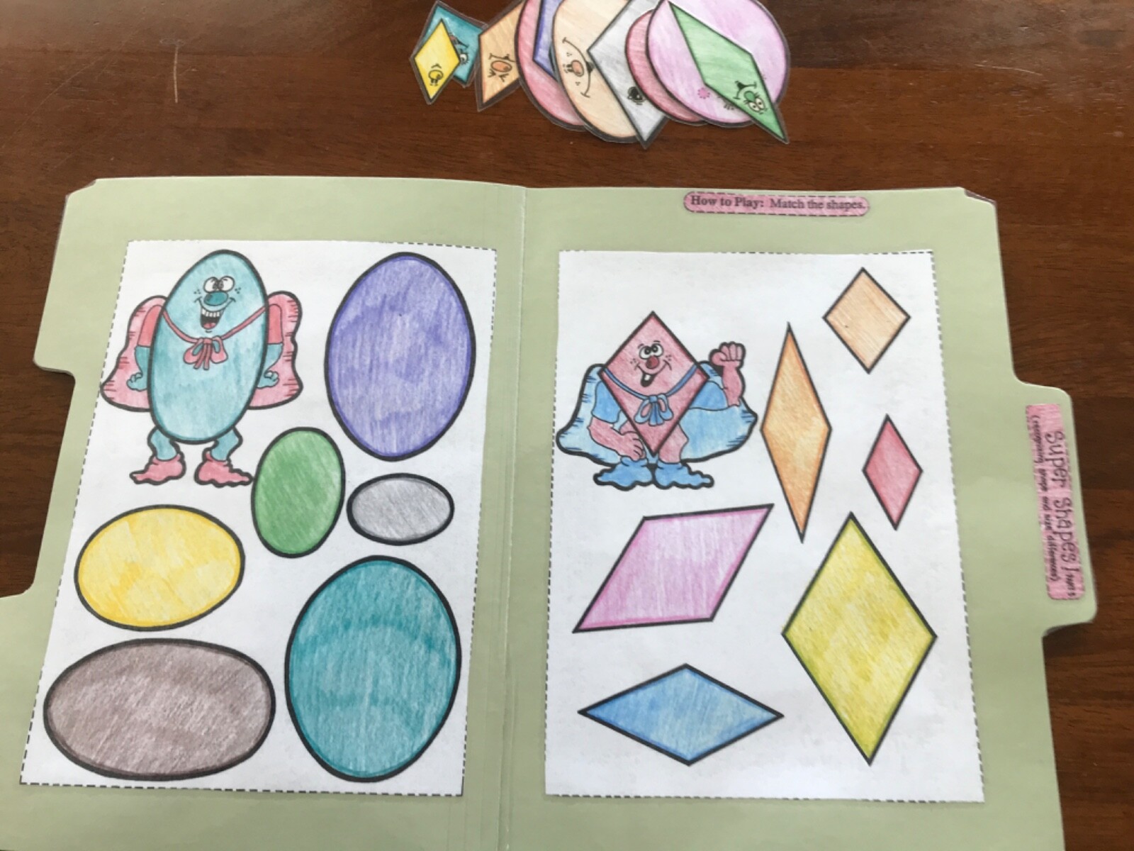 super Shapes lot 3 shapes order K grade math file folder game teacher resource