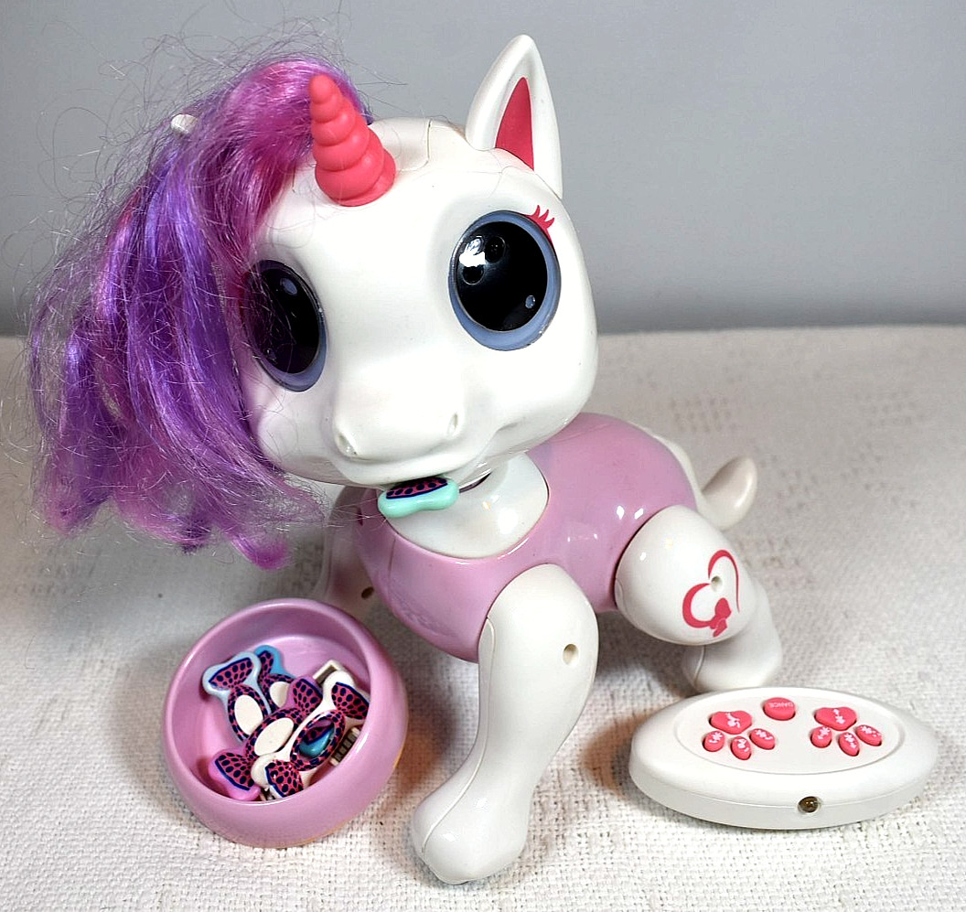 Interactive Robot Unicorn Toy, Walking, Dancing w/Remote, Cord & Programs/Dish