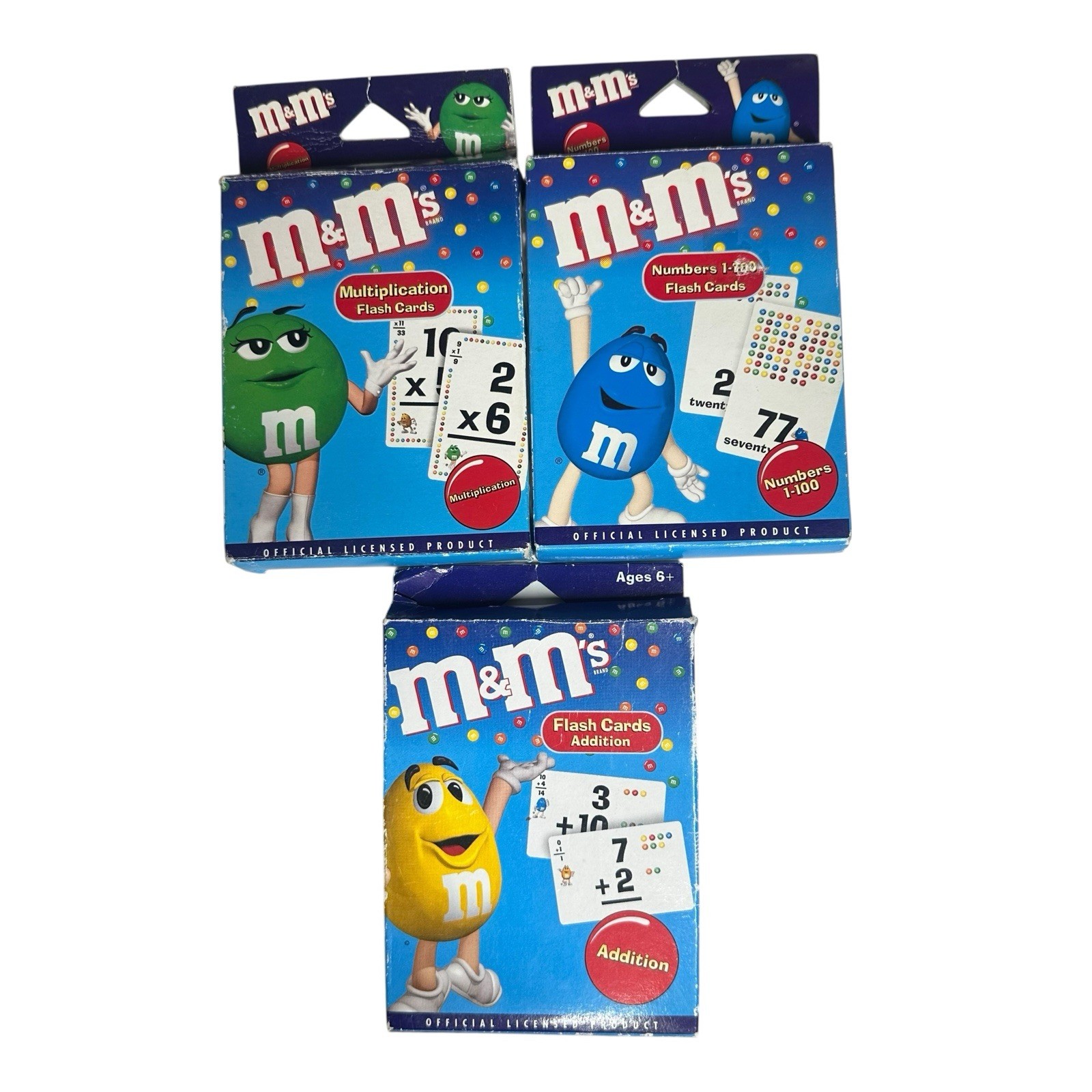 M&M’s Multiplication Addition Numbers Flash Cards Math Rose Art Double Sided Lot