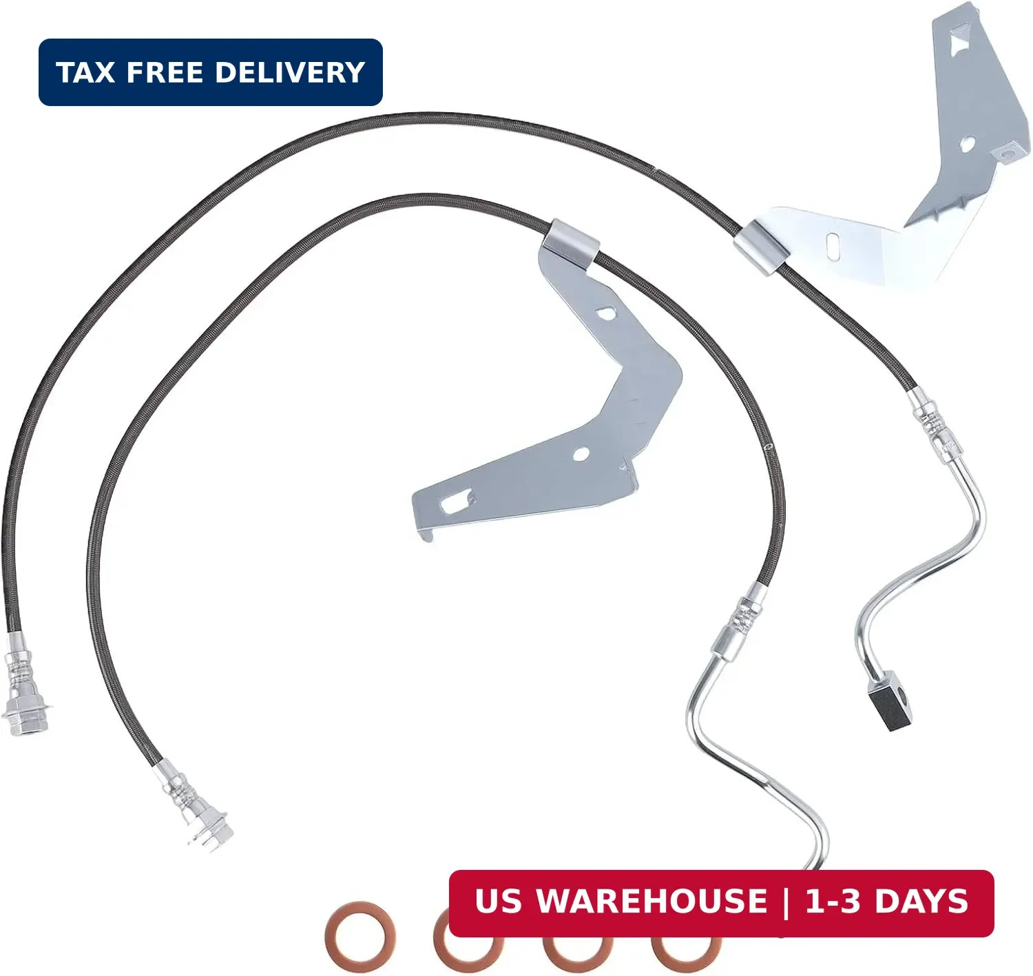 Extended Front Brake Lines Stainless Steel for Ford F-250 F-350 4WD 2008-2016