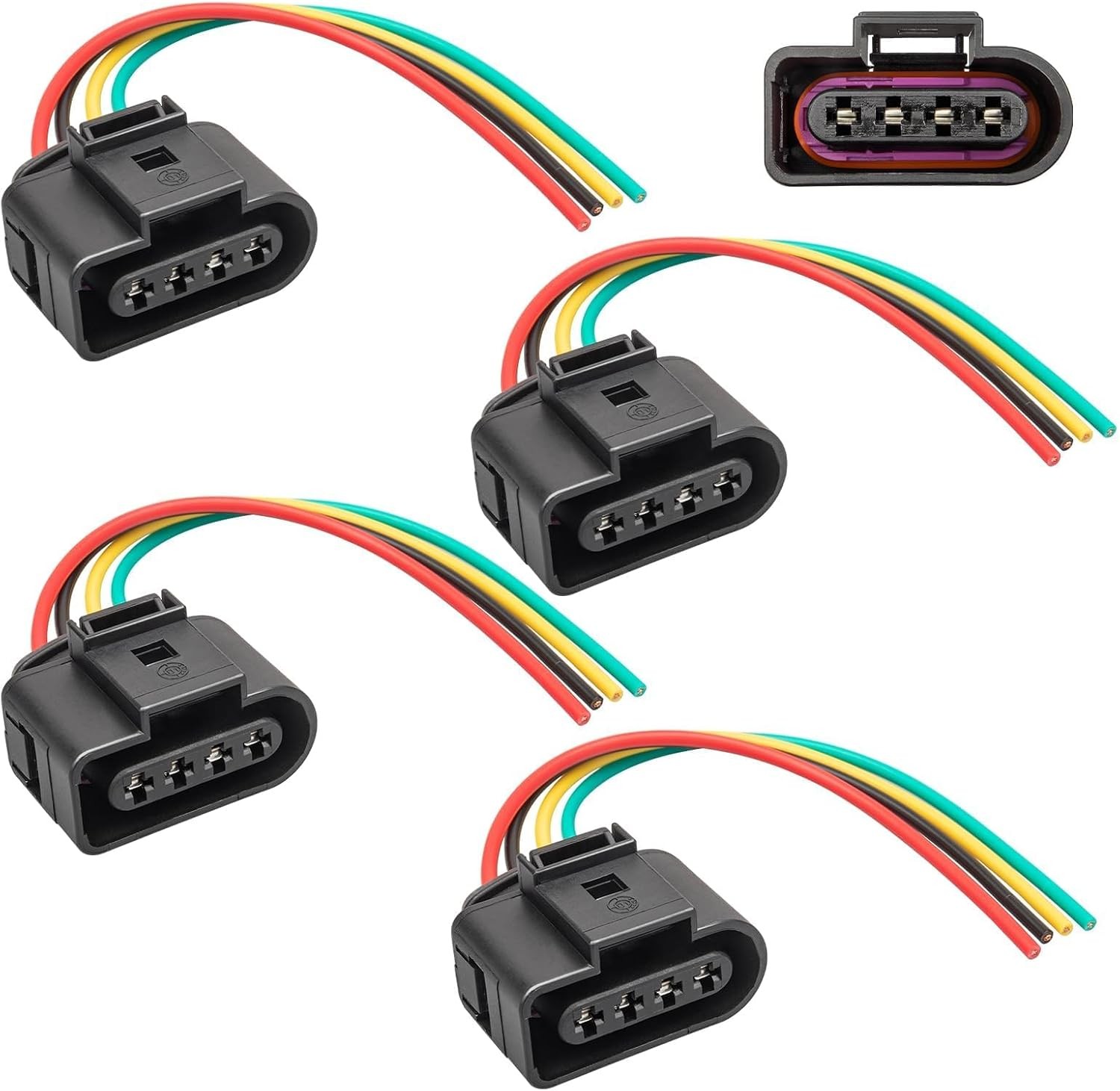 4PCS Ignition Coil Connector 4Pin Harness Wiring Plug for VW & Audi 1.8T, 2.0T