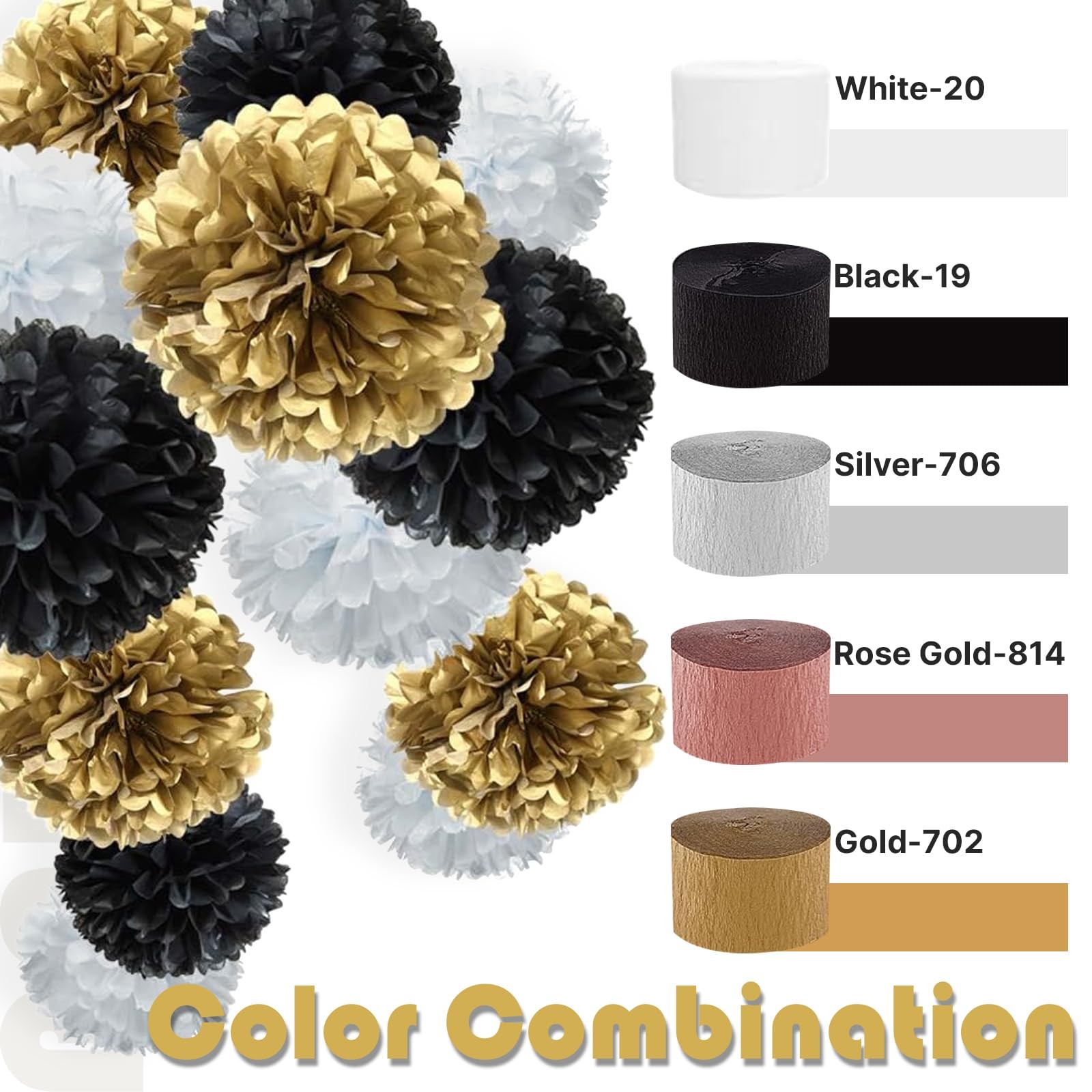 Gold Crepe Paper Streamers 4 Rolls 328ft Party Decoration for Wedding Birthday