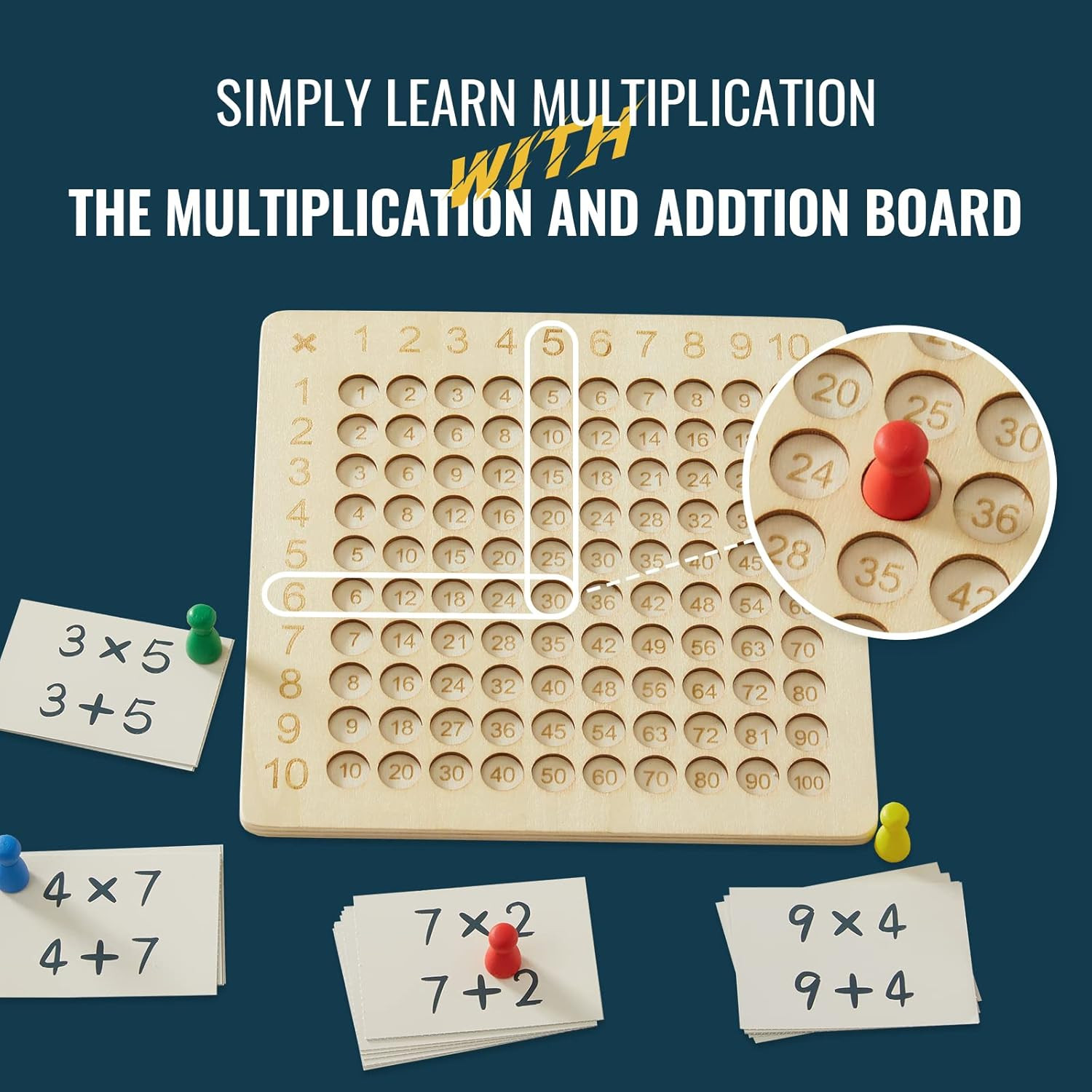 2 in 1 Wooden Montessori Multiplication Addition Board Game Montessori Toy Educa
