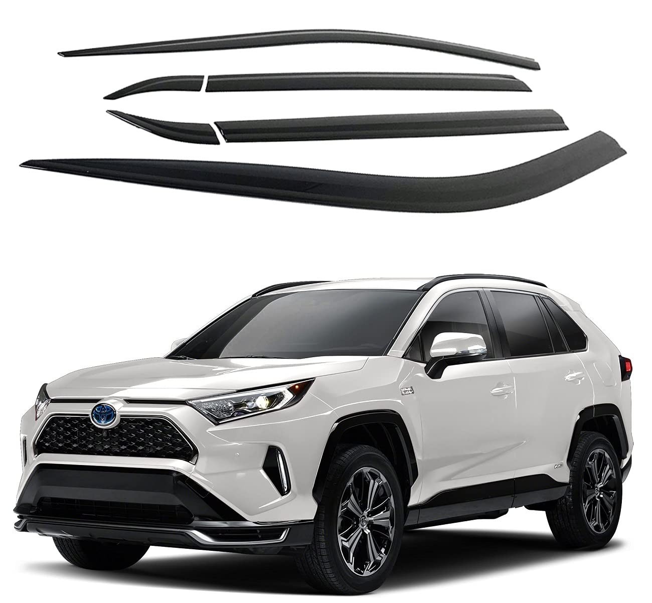 AUTOCLOVER Tape-On Rain Guards Window Visors 6 Pcs Set for Toyota Rav4 2019 2020