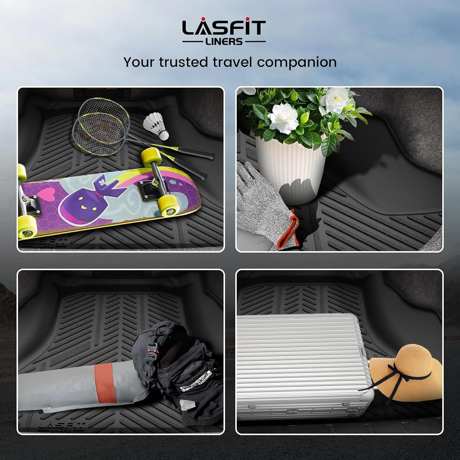 LASFIT Trunk Mat for Honda Accord 2012 2011 2010 2009 2008, All Weather TPE Cust