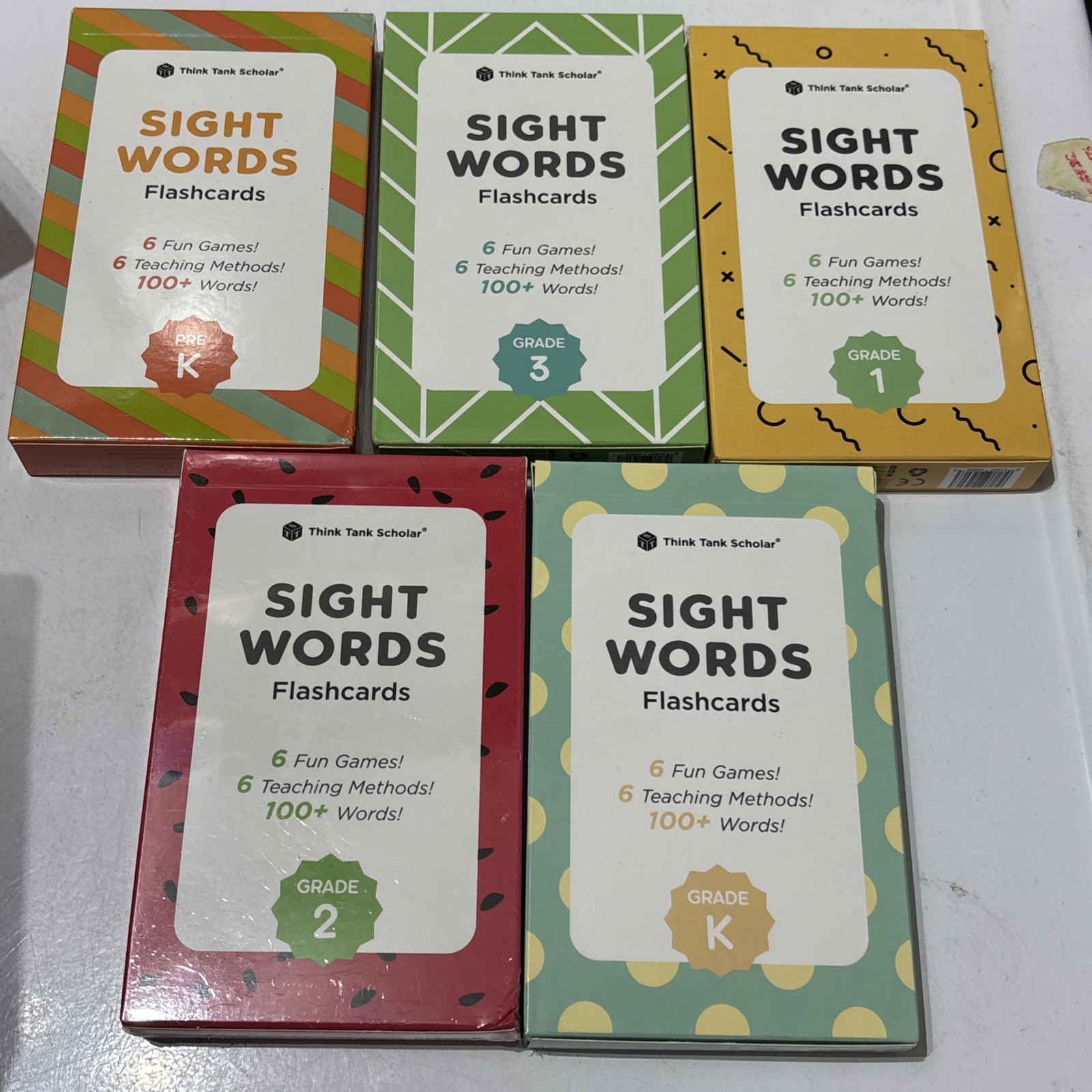 Think Tank Scholar Sight Words Flashcards Box Set Grades PreK-3 Complete 5 Pack