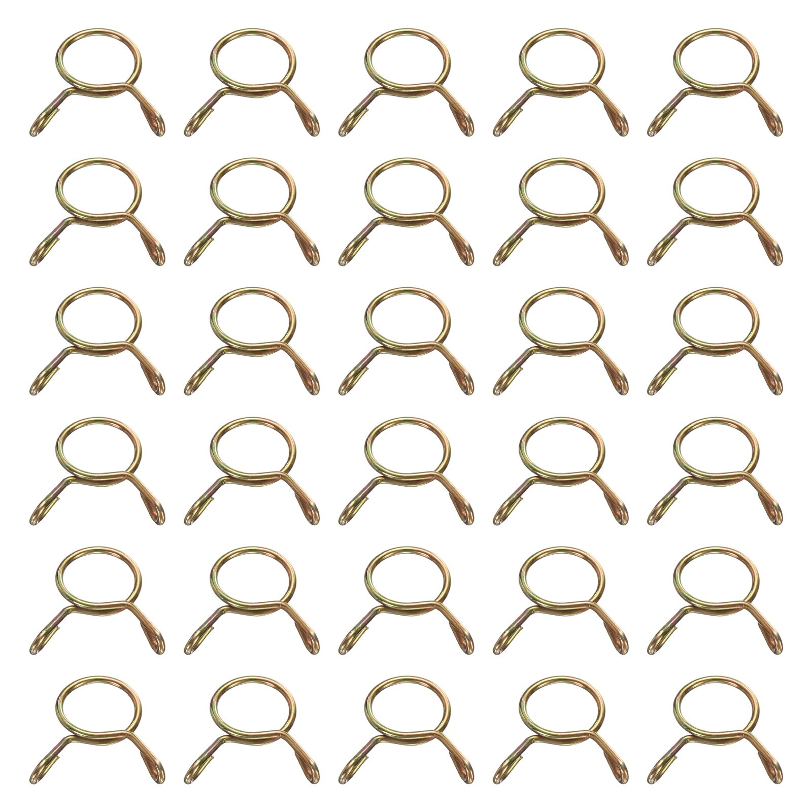 30Pcs 12mm ID 13.7mm OD Fuel Line Hose Clips 65Mn Spring Clips Clamps Gold