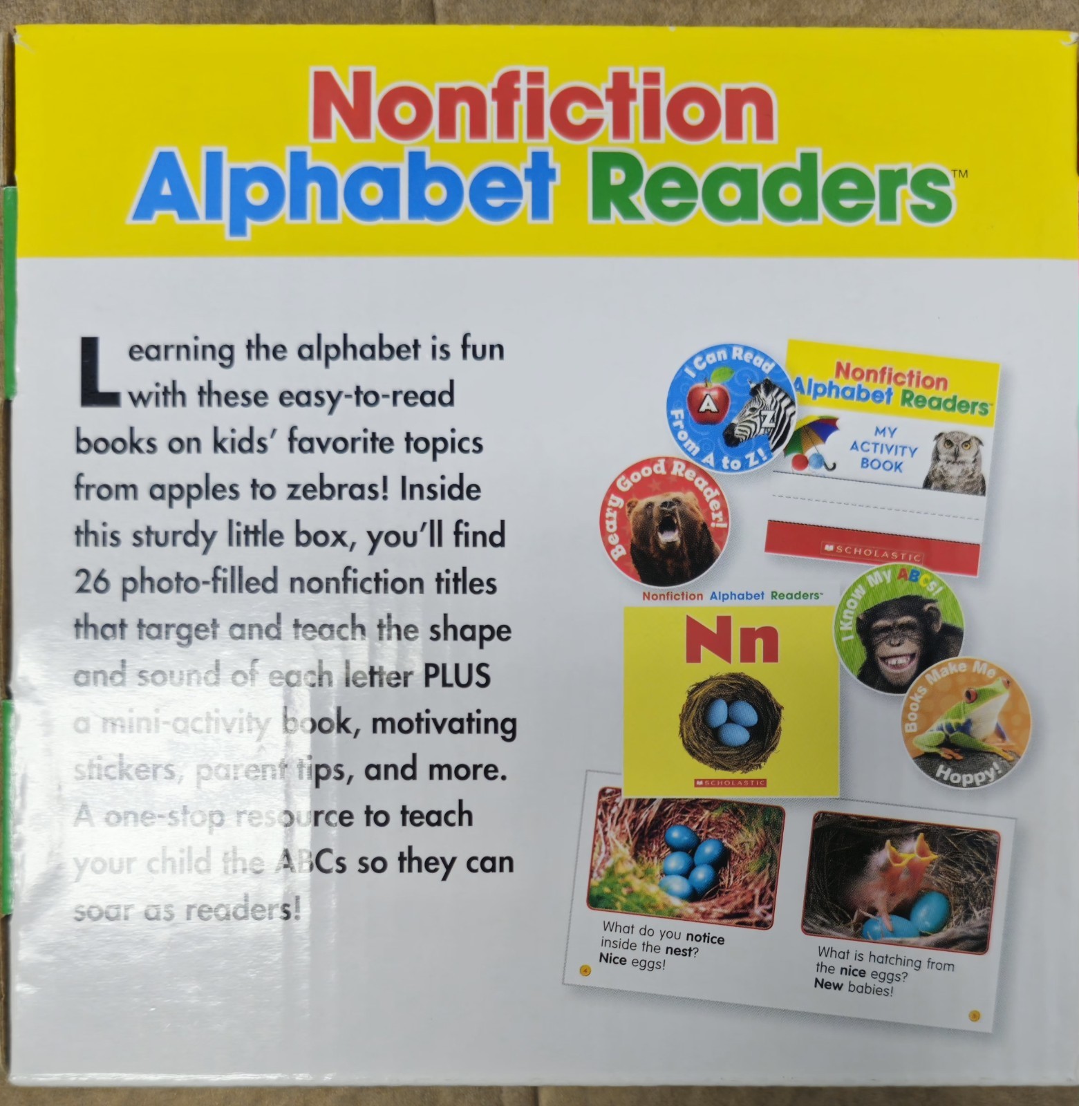 Scholastic Nonfiction Alphabet Readers Box Set Ages 3-6 Activity Book
