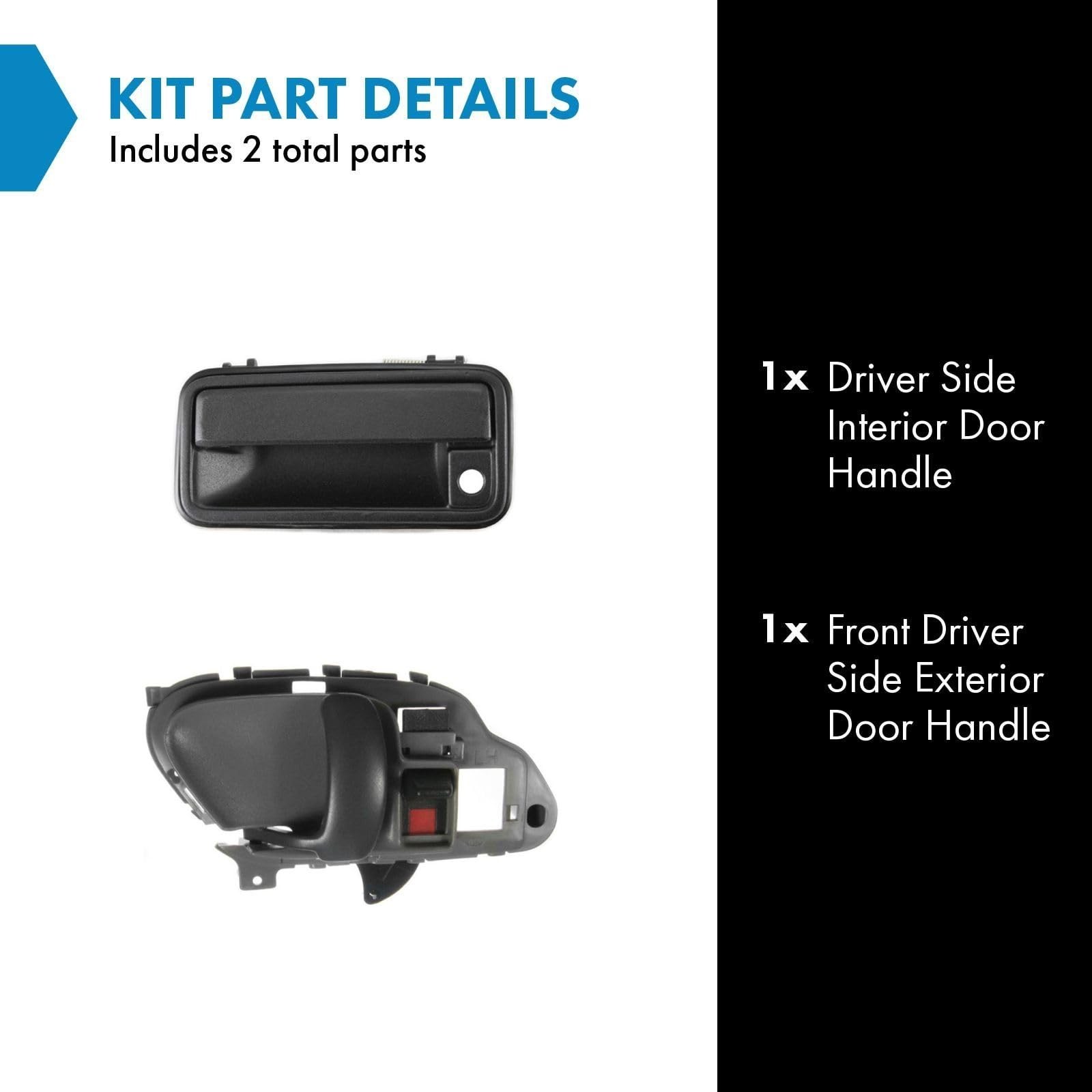 TRQ Door Handle Black Outside Gray Inside Driver Side Left for Chevy GMC Pick…