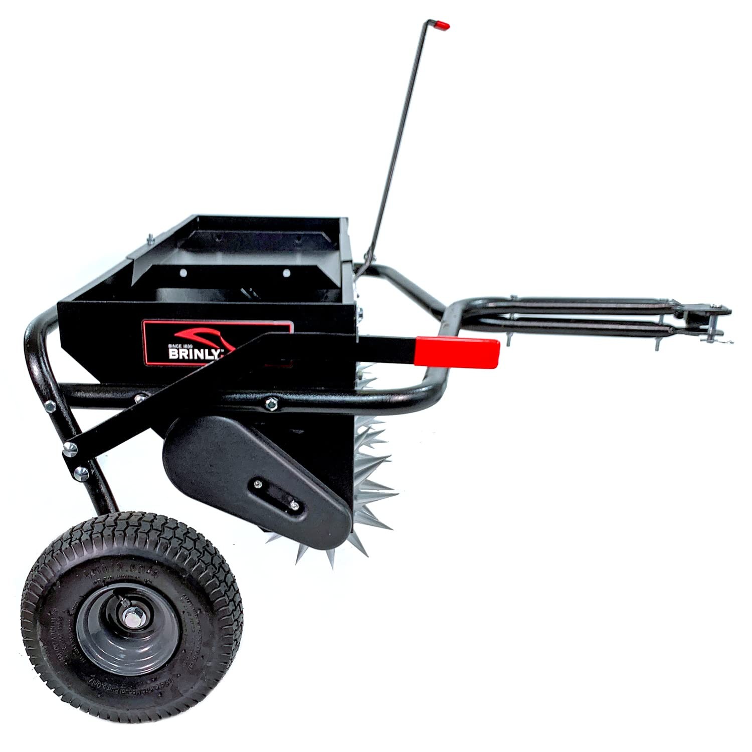 Tow Behind Spreader Aerator 40in Brinly Flat Black