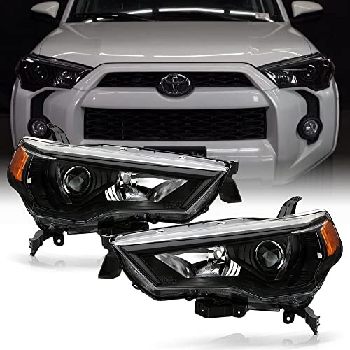 14-20 Toyota 4Runner Halogen Headlights Pair Black Housing Amber Reflector