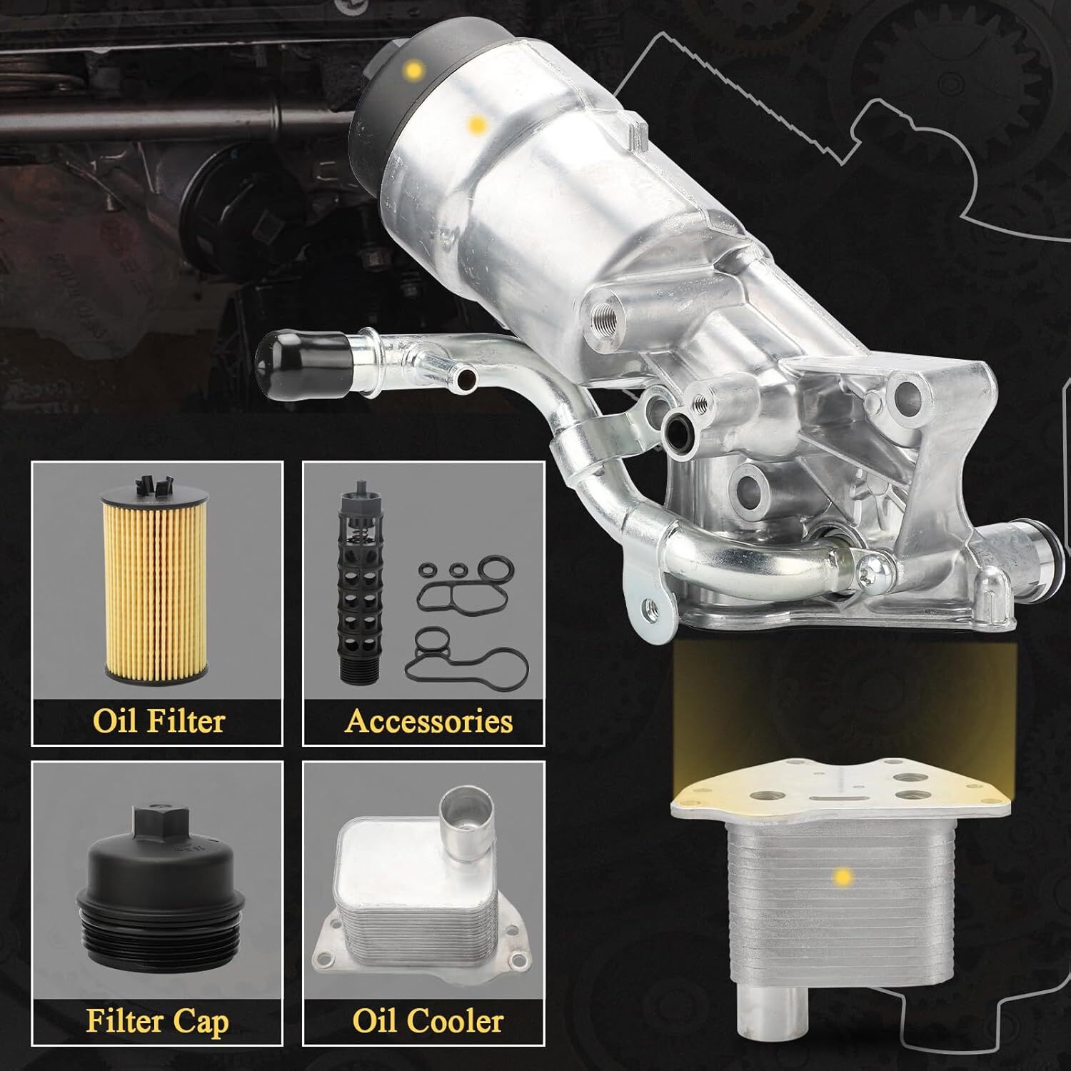 55566784 Engine Oil Cooler Filter Housing Assembly Adapter with Filter Insert,