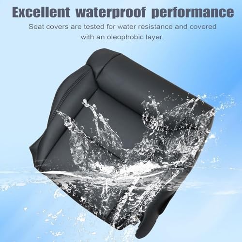 FZJDSD Black Driver & Passenger Side Bottom Microfiber Leather Replacement Seat