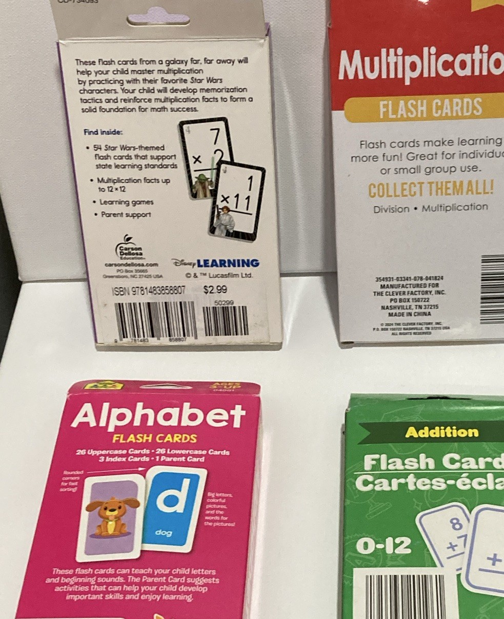 Scholastic Flash Cards Lot Math Alphabet Numbers Sight Words Star Wars Kids