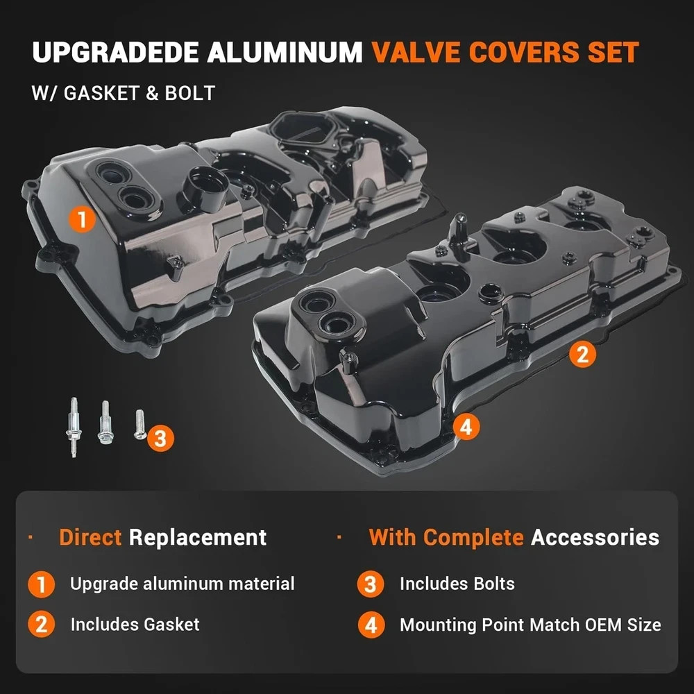 3.5L EcoBoost Aluminum Valve Cover Set (Pair) with Gaskets & Bolts Compatible wi