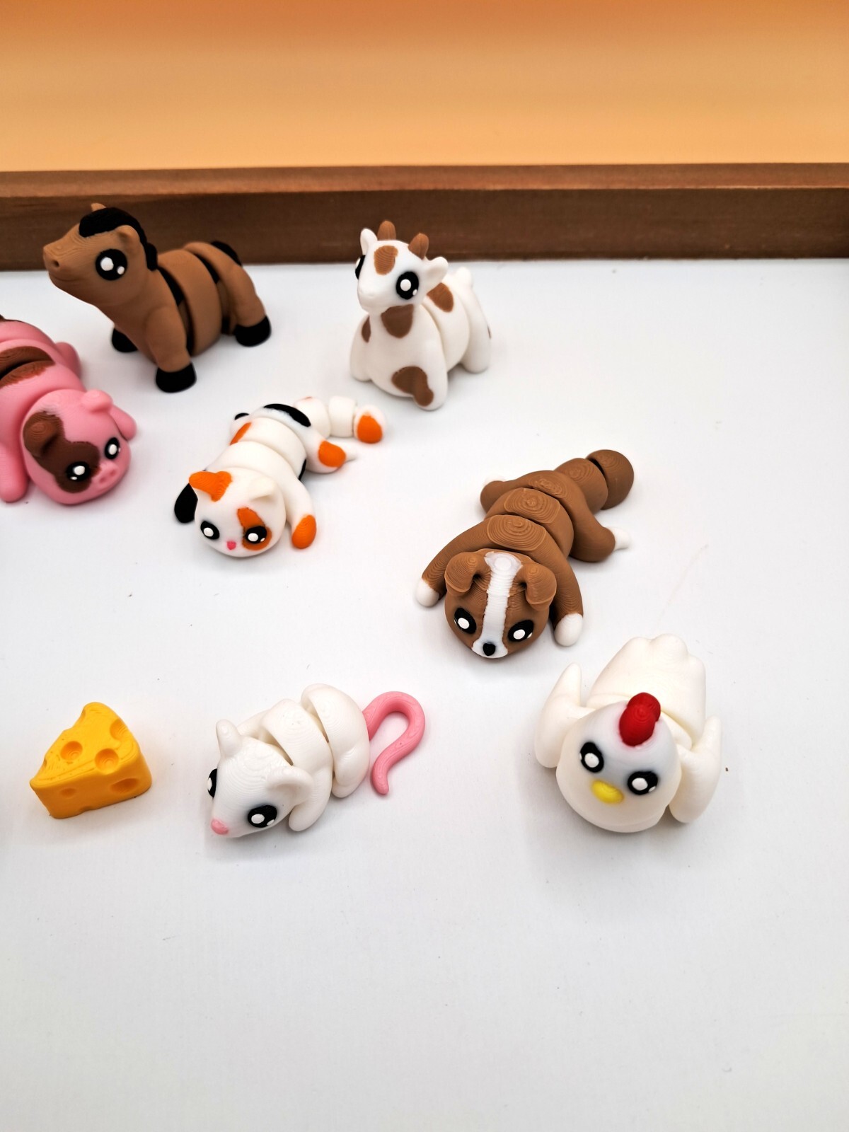 3D Printed Articulated Farm Animal Fidget Toy Set- Cow, Pig, Horse, etc -Sensory